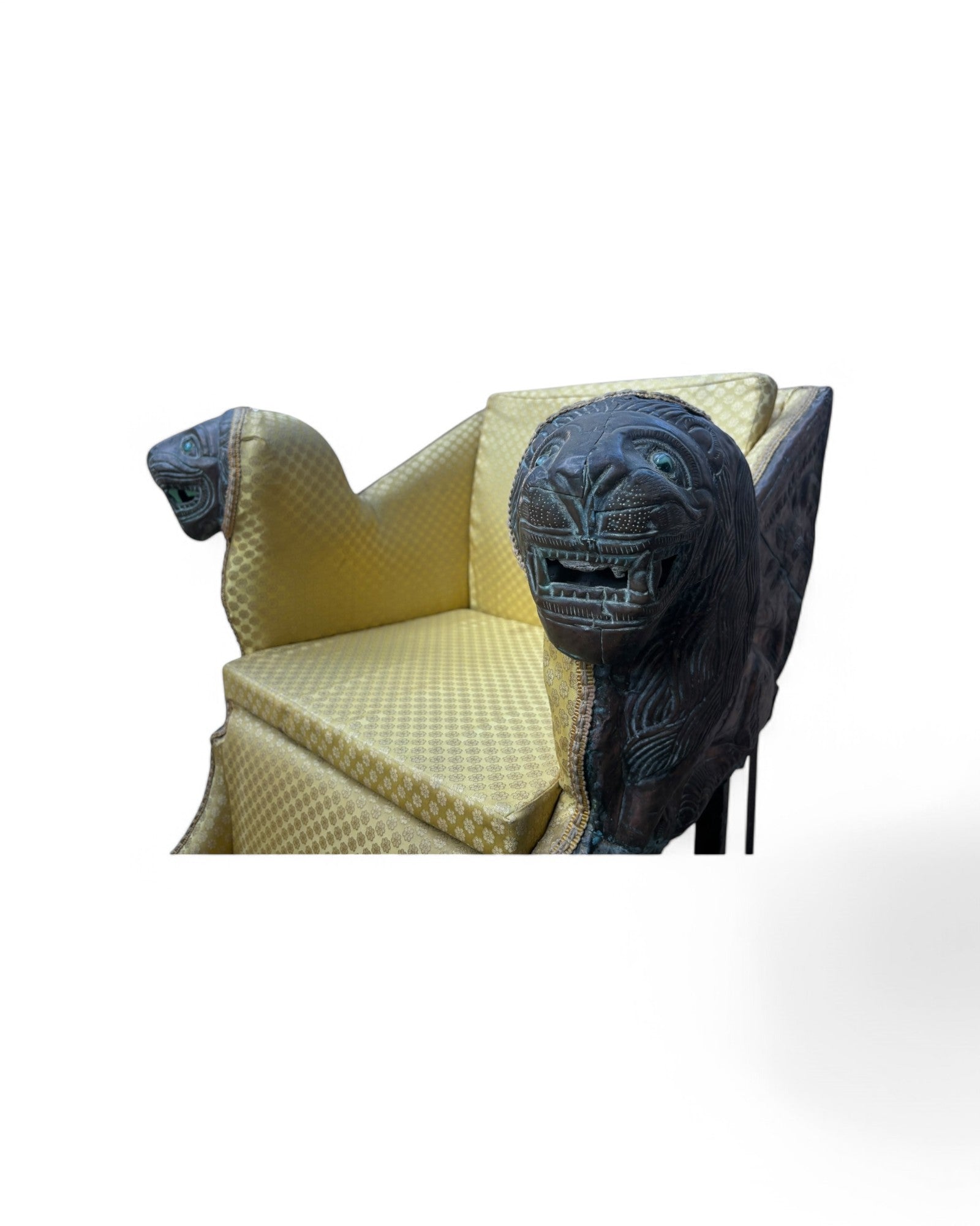 Indian Elephant Chair Bronze Palanquen with Lion Embellishments