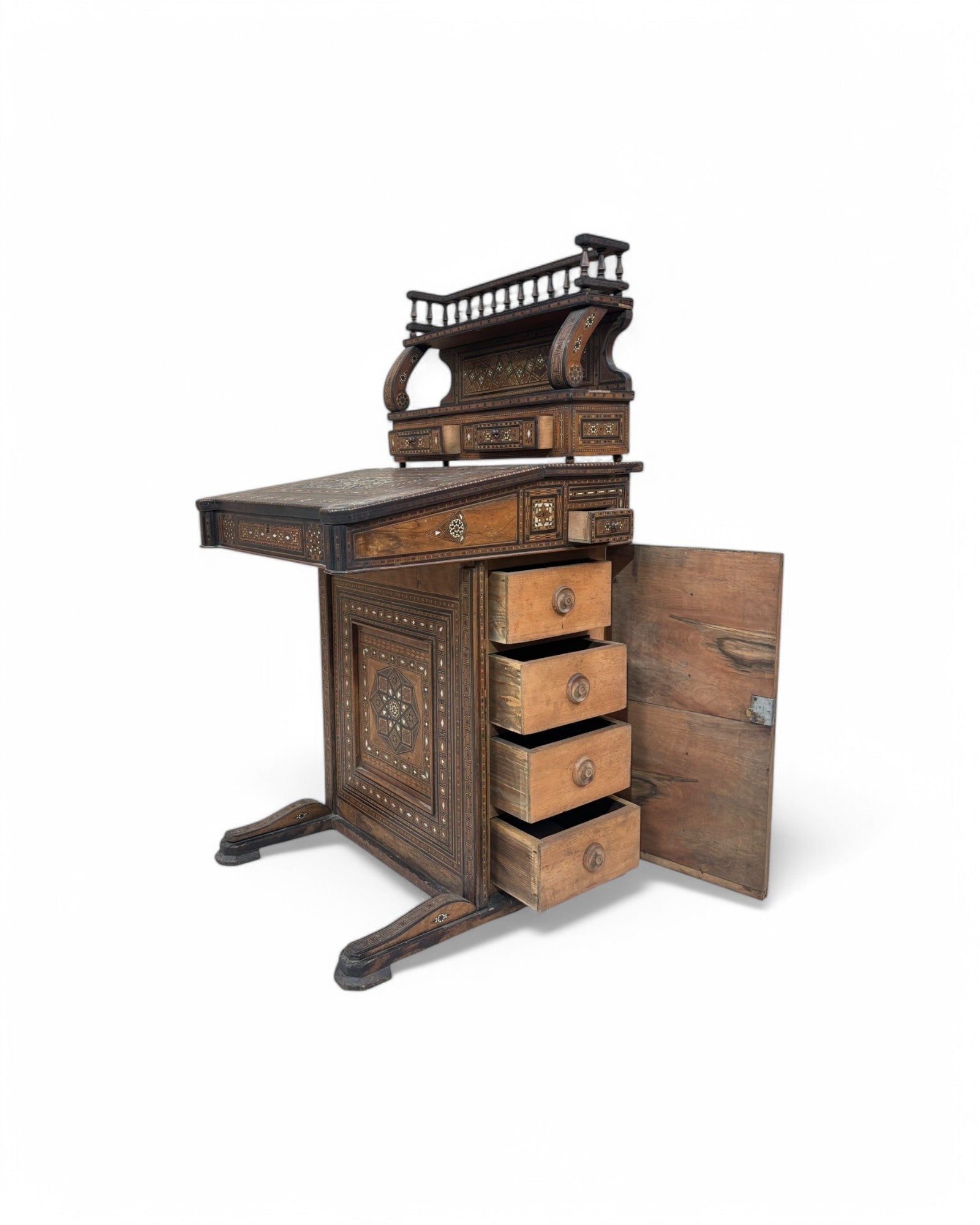 Moorish-Style Colonial Davenport Writing Desk