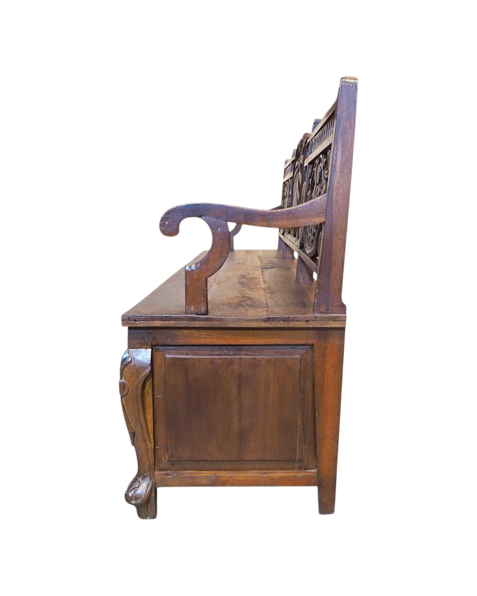 1920s Royal Colonial Carved Storage Bench