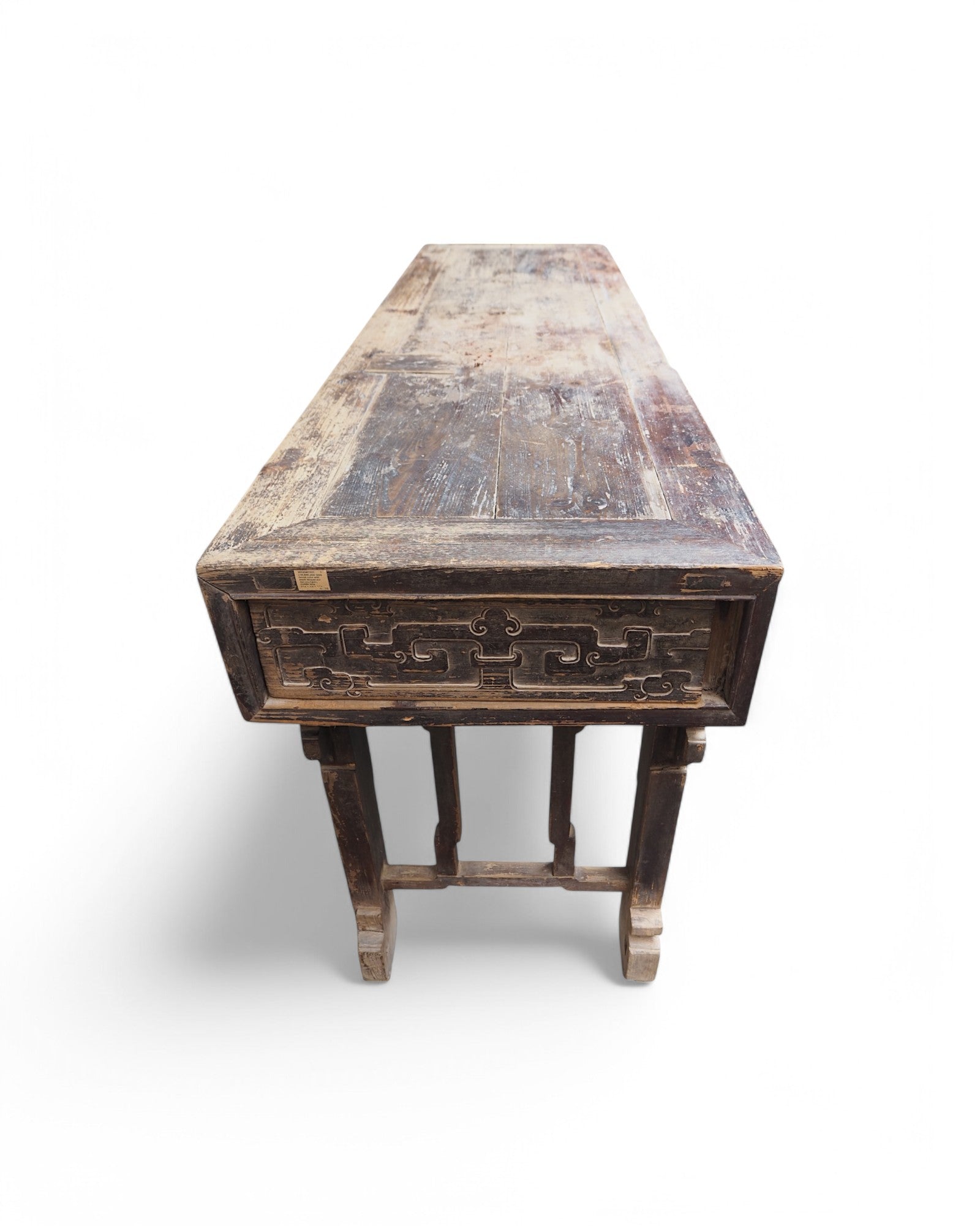 Fujian Elm Black Lacquered Antique Ornate Console Qing Dynasty