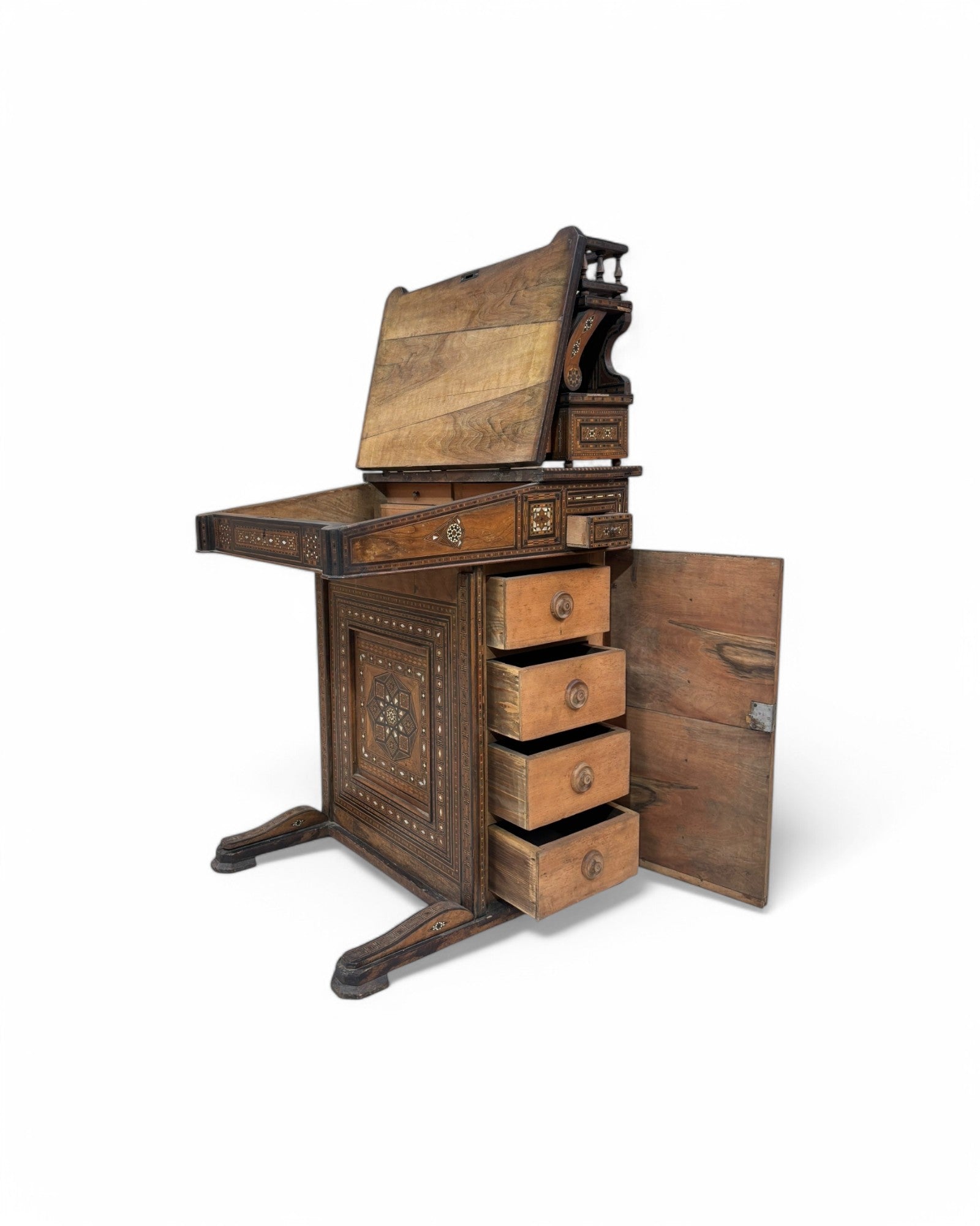 Moorish-Style Colonial Davenport Writing Desk