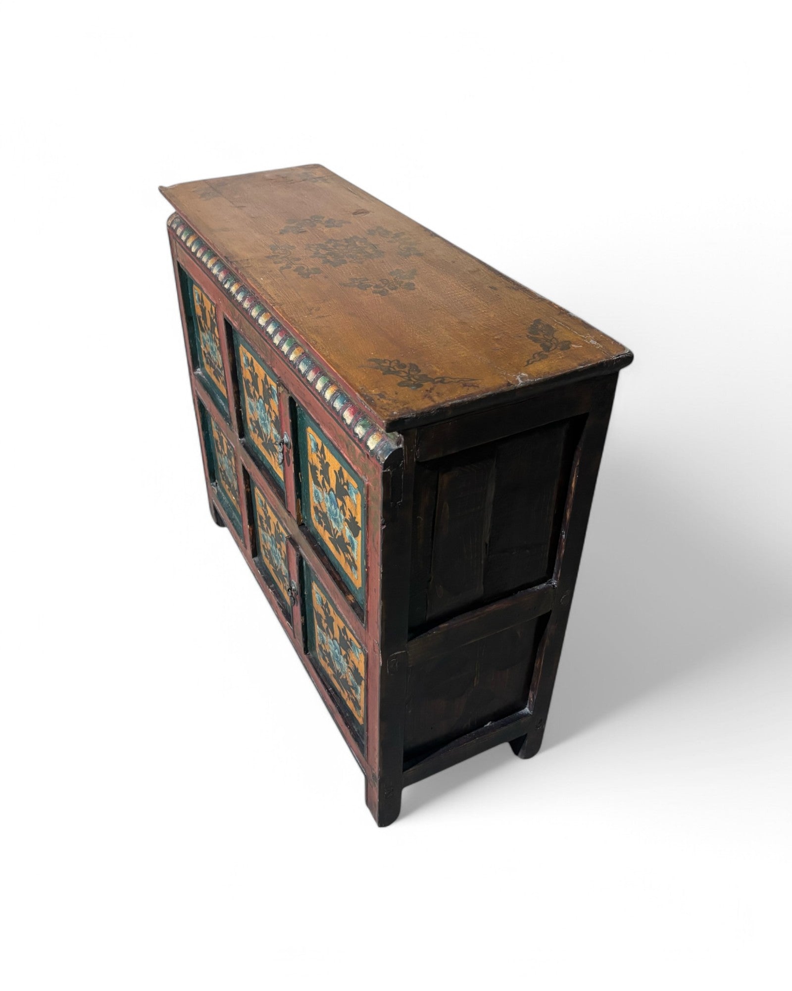 Antique Tibetan Floral Mini Sideboard
