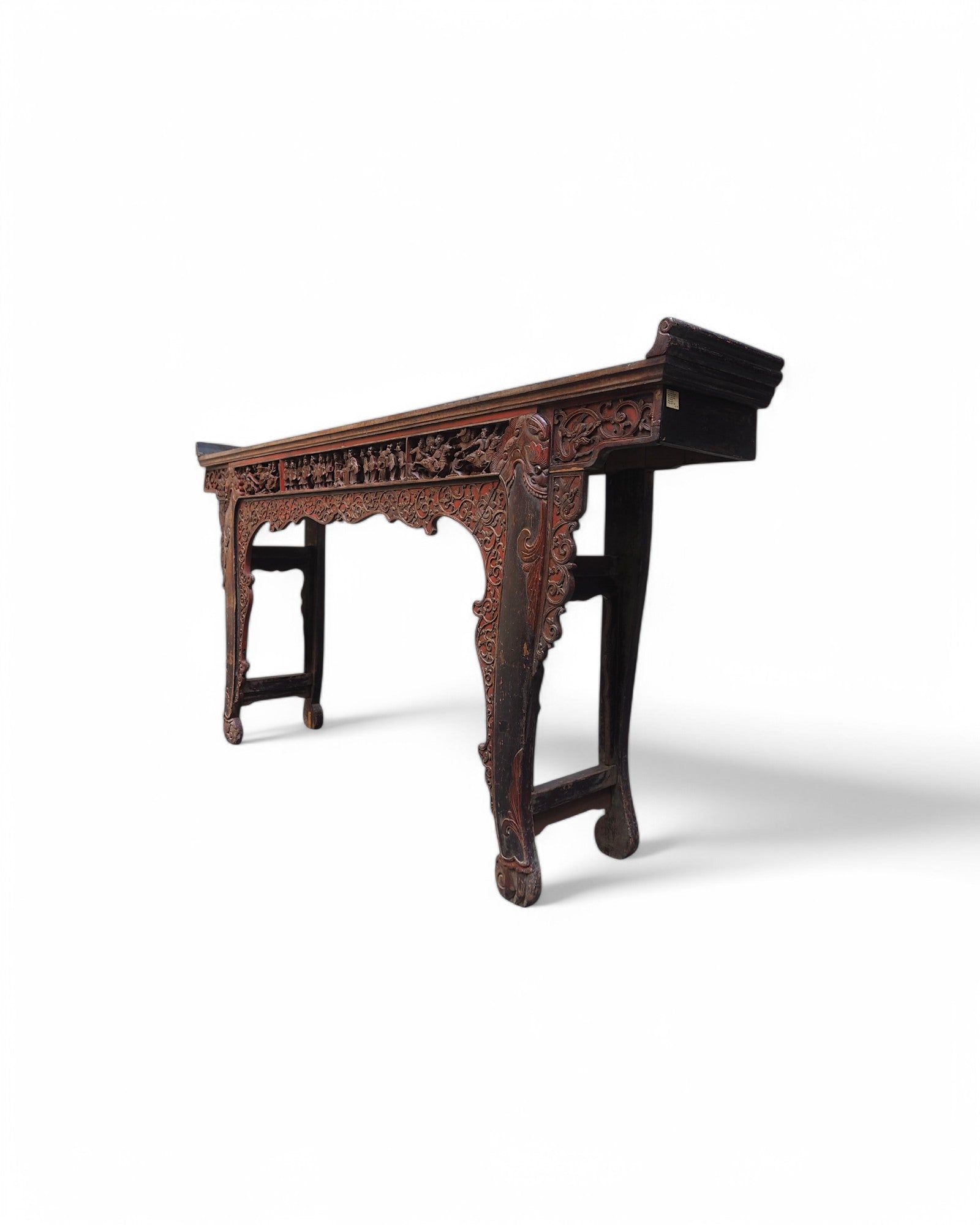 Fujian Red & Black Trim Emperor Mid Qing Ornate Console - Surround Living - 15