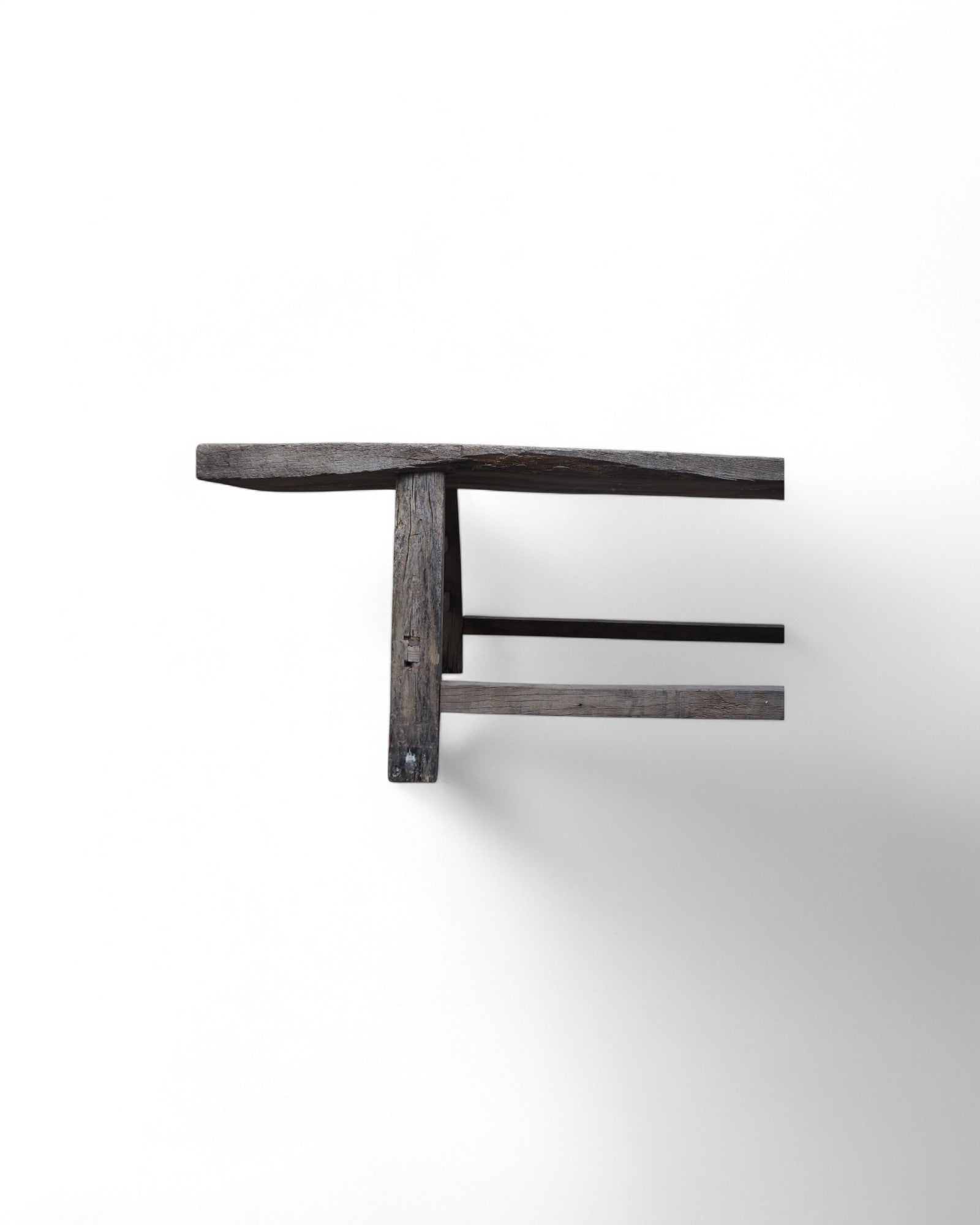 Distressed Long Wooden Plank Bench 1920s