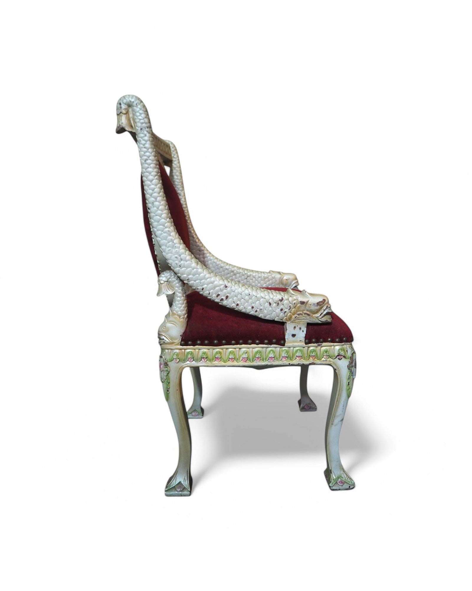 1920s Mermaid Pearl Antique Dining Table Set - 1 Table 8 Dining Chairs