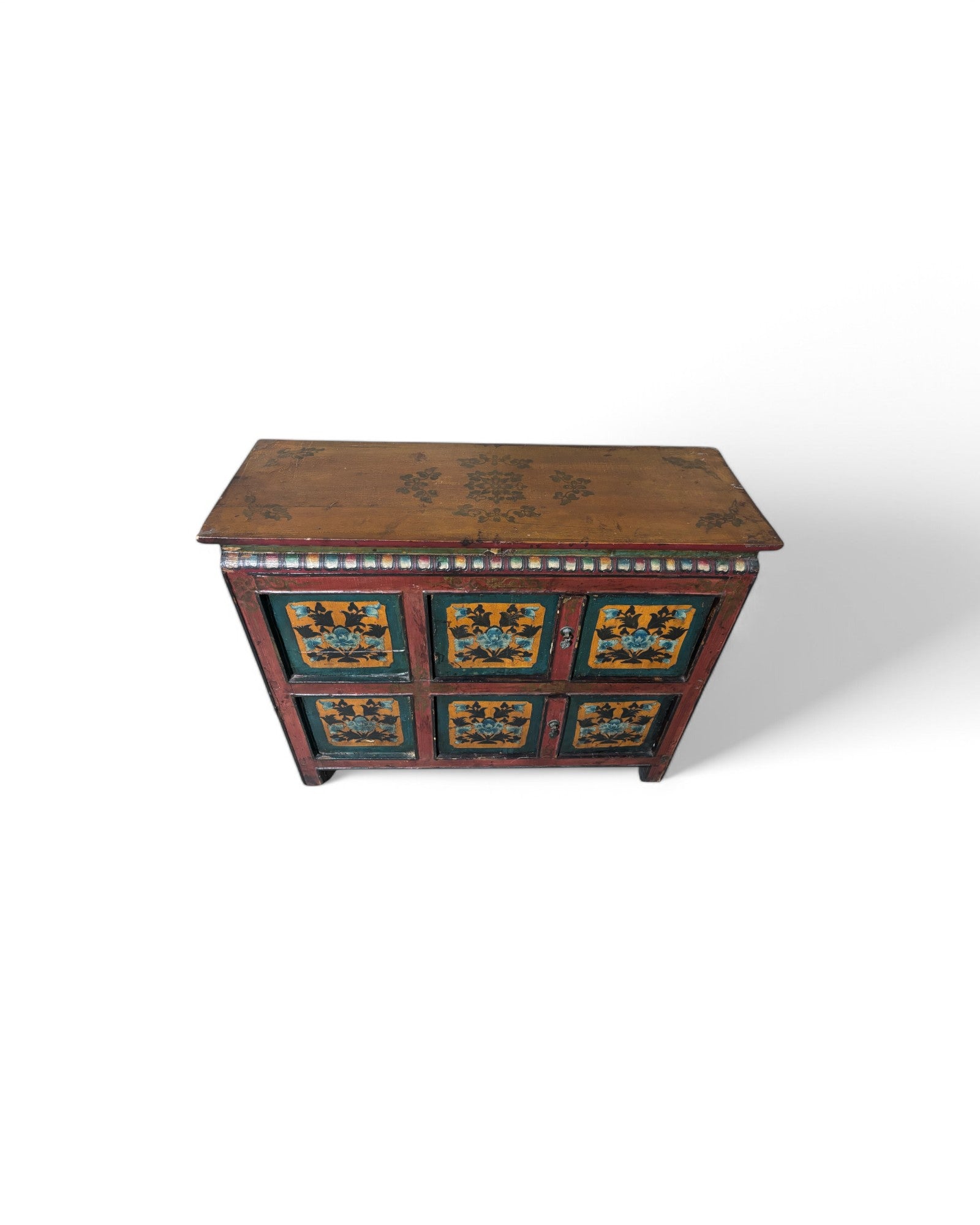 Antique Tibetan Floral Mini Sideboard