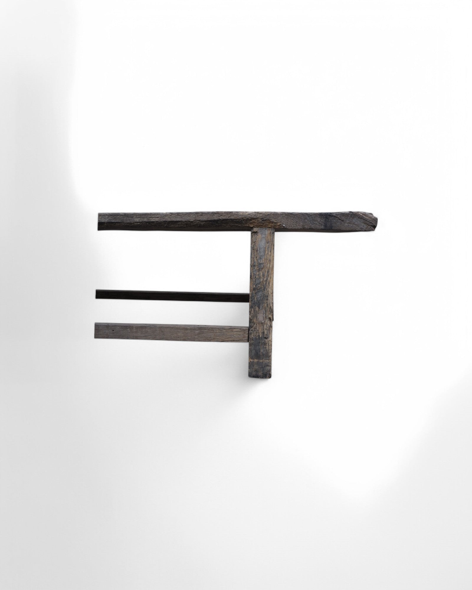 Distressed Long Wooden Plank Bench 1920s