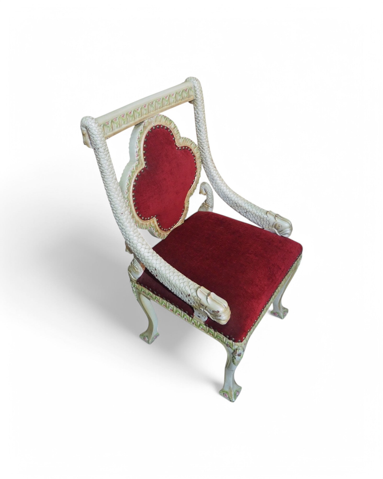 1920s Mermaid Pearl Antique Dining Table Set - 1 Table 8 Dining Chairs