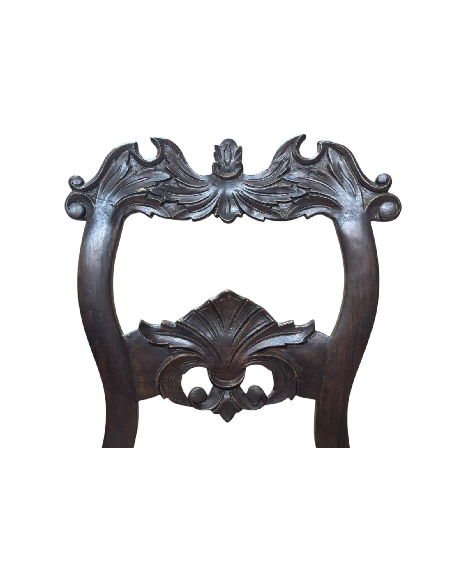 Anglo-Indian Rosewood Carved Settee chair with Rattan Seating