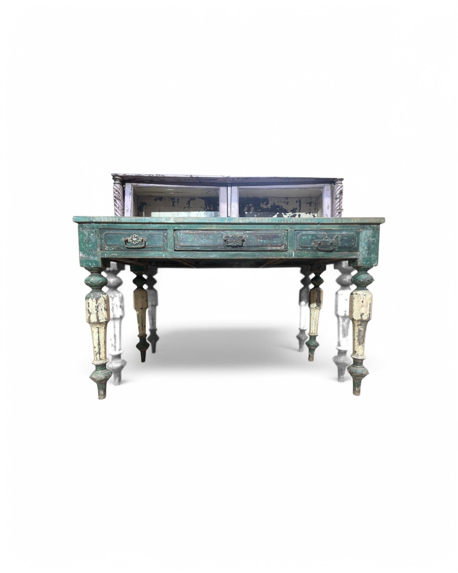 Multi-coloured Anglo-Indian Traditional Style Drawer Writing Desk