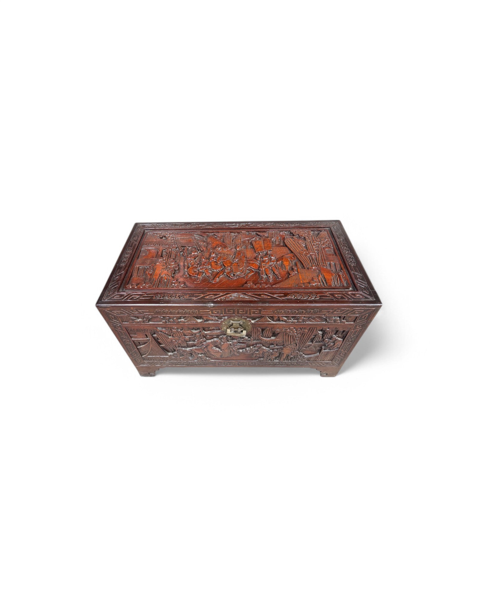 Fine Art Engraved Antique Chinese Storage Chest