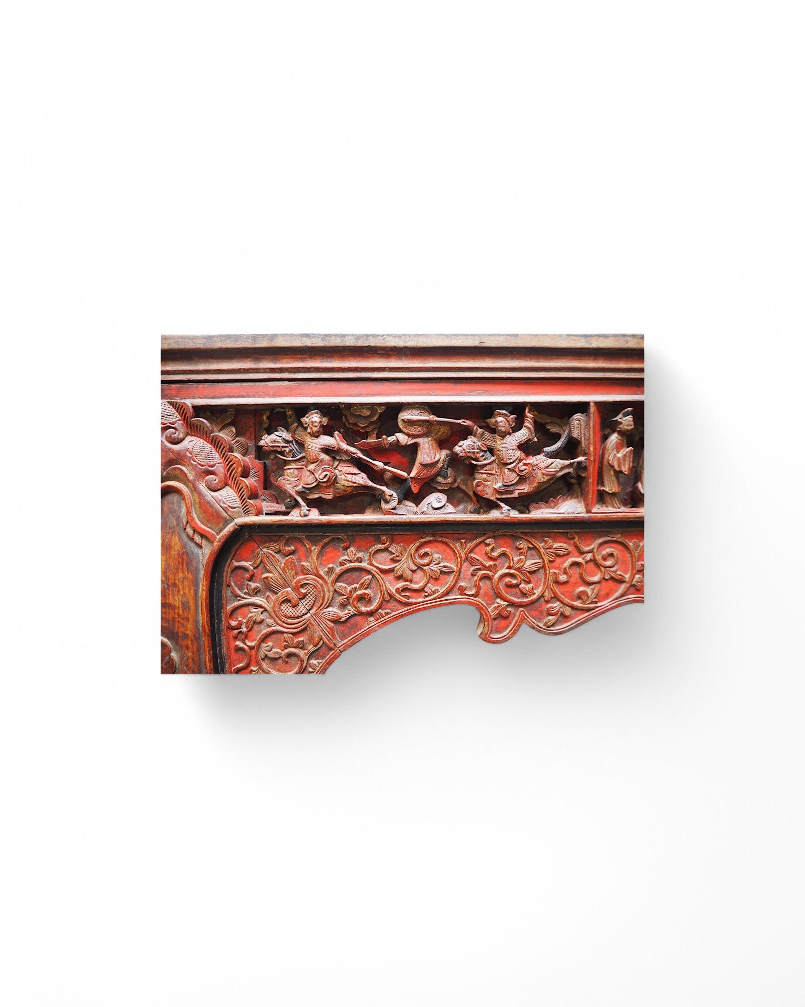 Fujian Red & Black Trim Emperor Mid Qing Ornate Console - Surround Living - 16