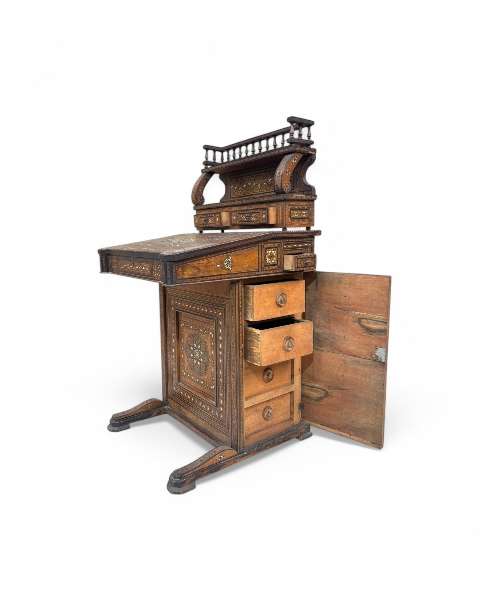 Moorish-Style Colonial Davenport Writing Desk
