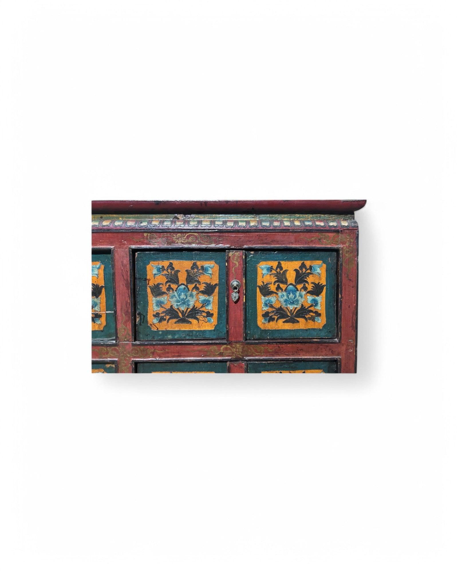 Antique Tibetan Floral Mini Sideboard