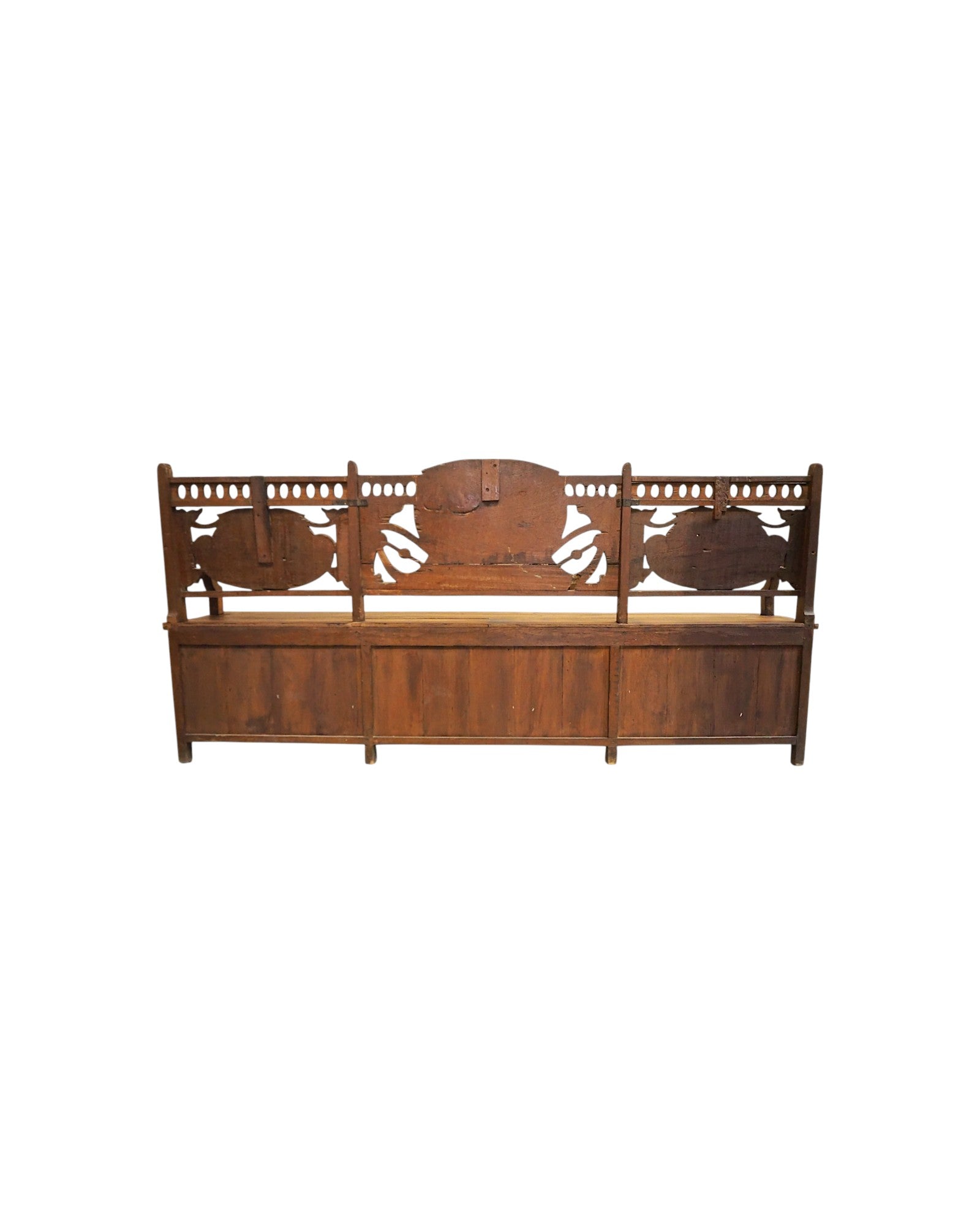 1920s Royal Colonial Carved Storage Bench