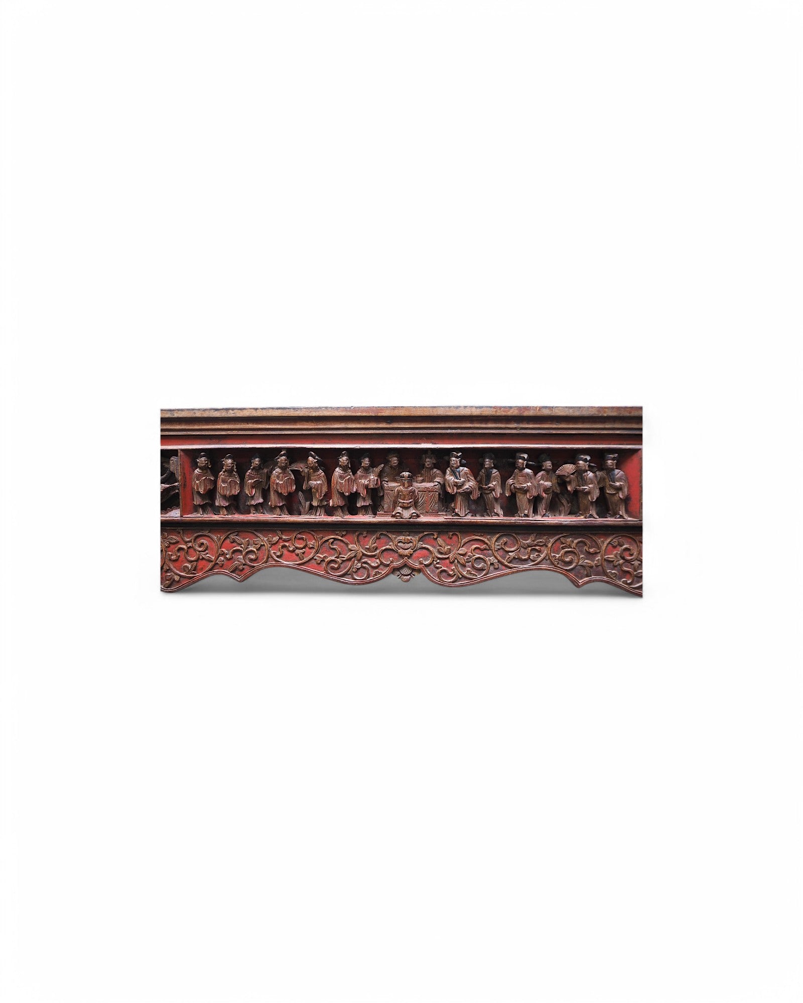 Fujian Red & Black Trim Emperor Mid Qing Ornate Console - Surround Living - 17