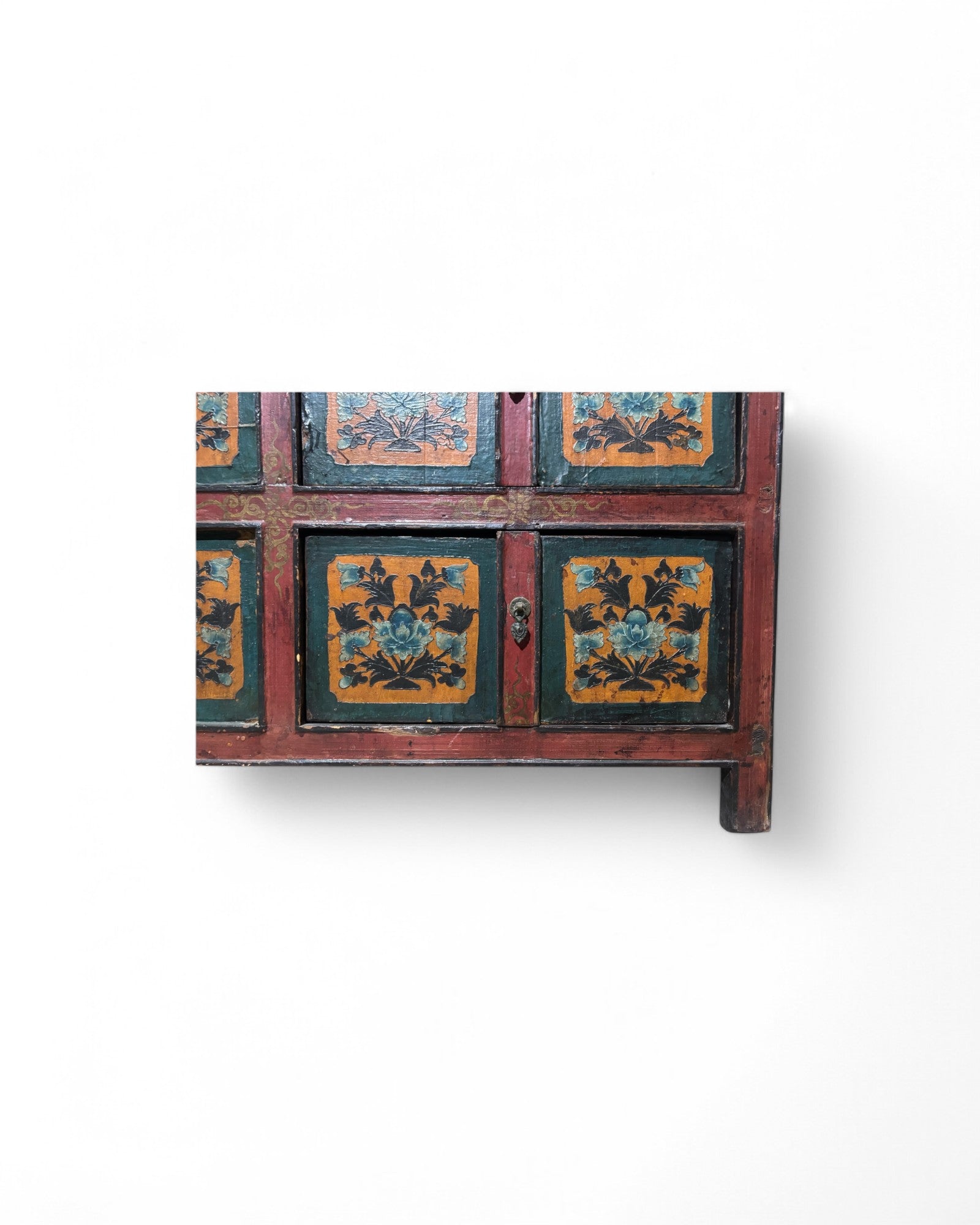 Antique Tibetan Floral Mini Sideboard