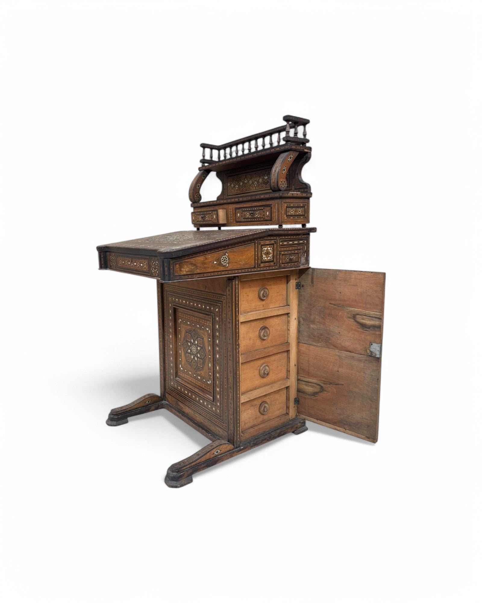 Moorish-Style Colonial Davenport Writing Desk