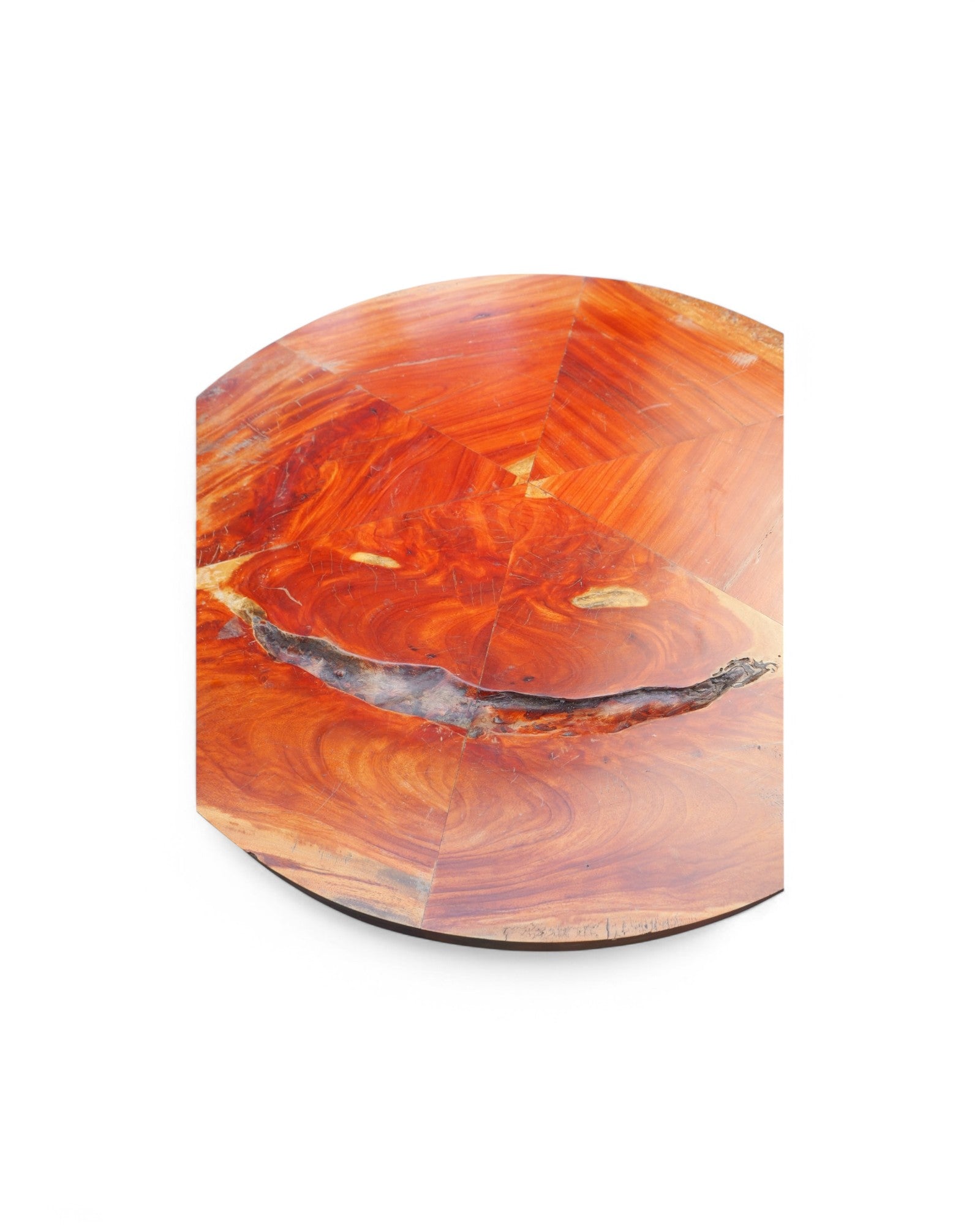 Round Sliced Teak & Steel Low Coffee Table