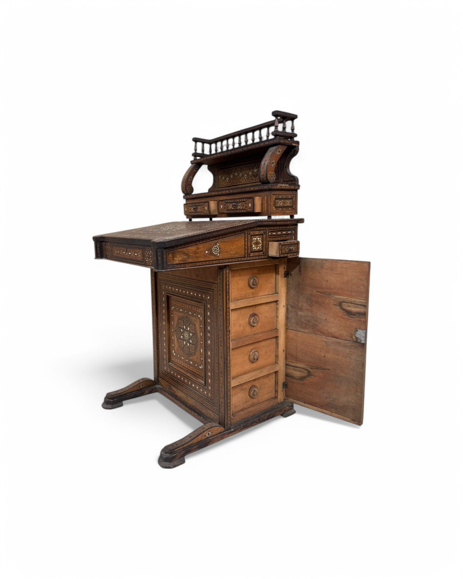Moorish-Style Colonial Davenport Writing Desk