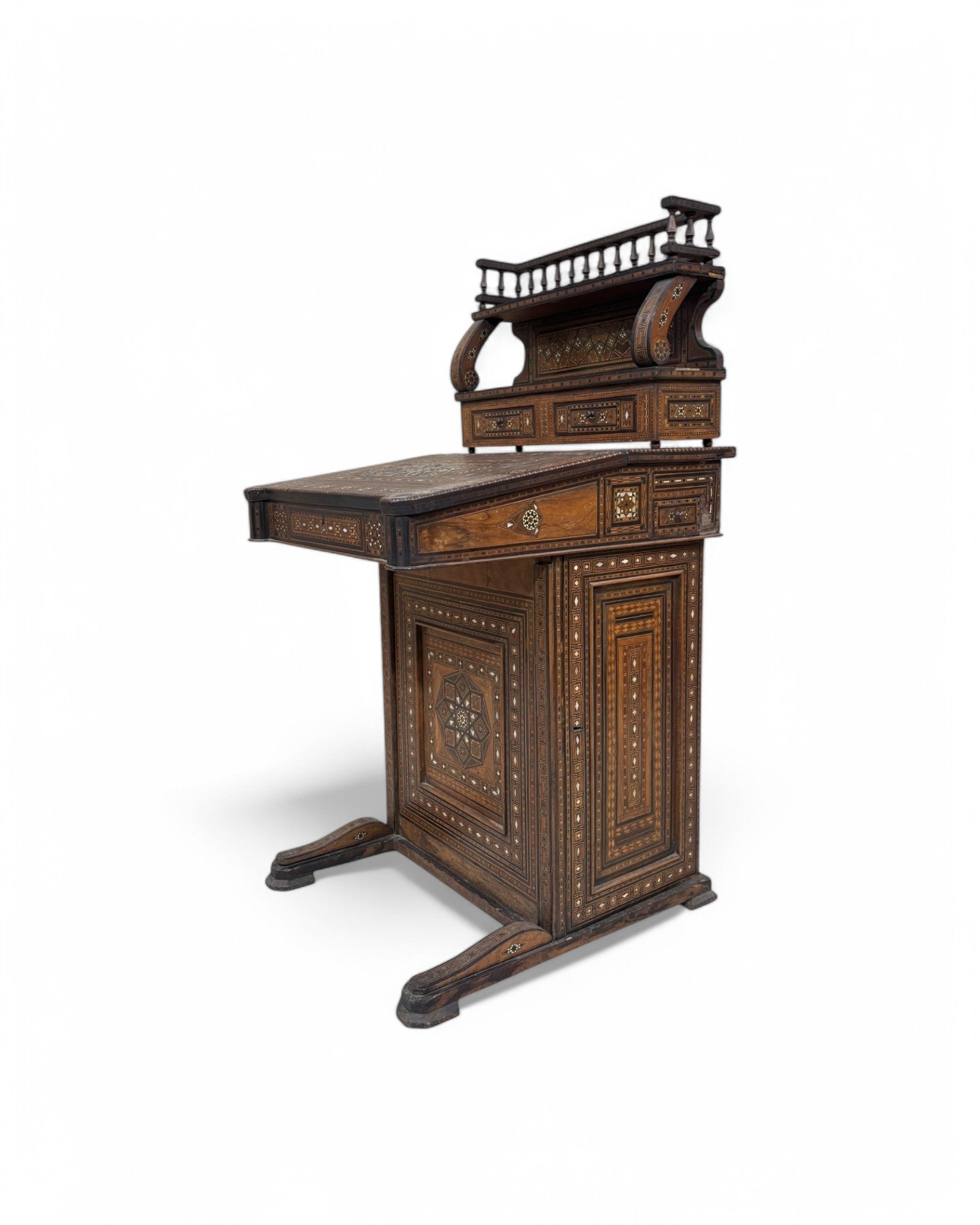 Moorish-Style Colonial Davenport Writing Desk