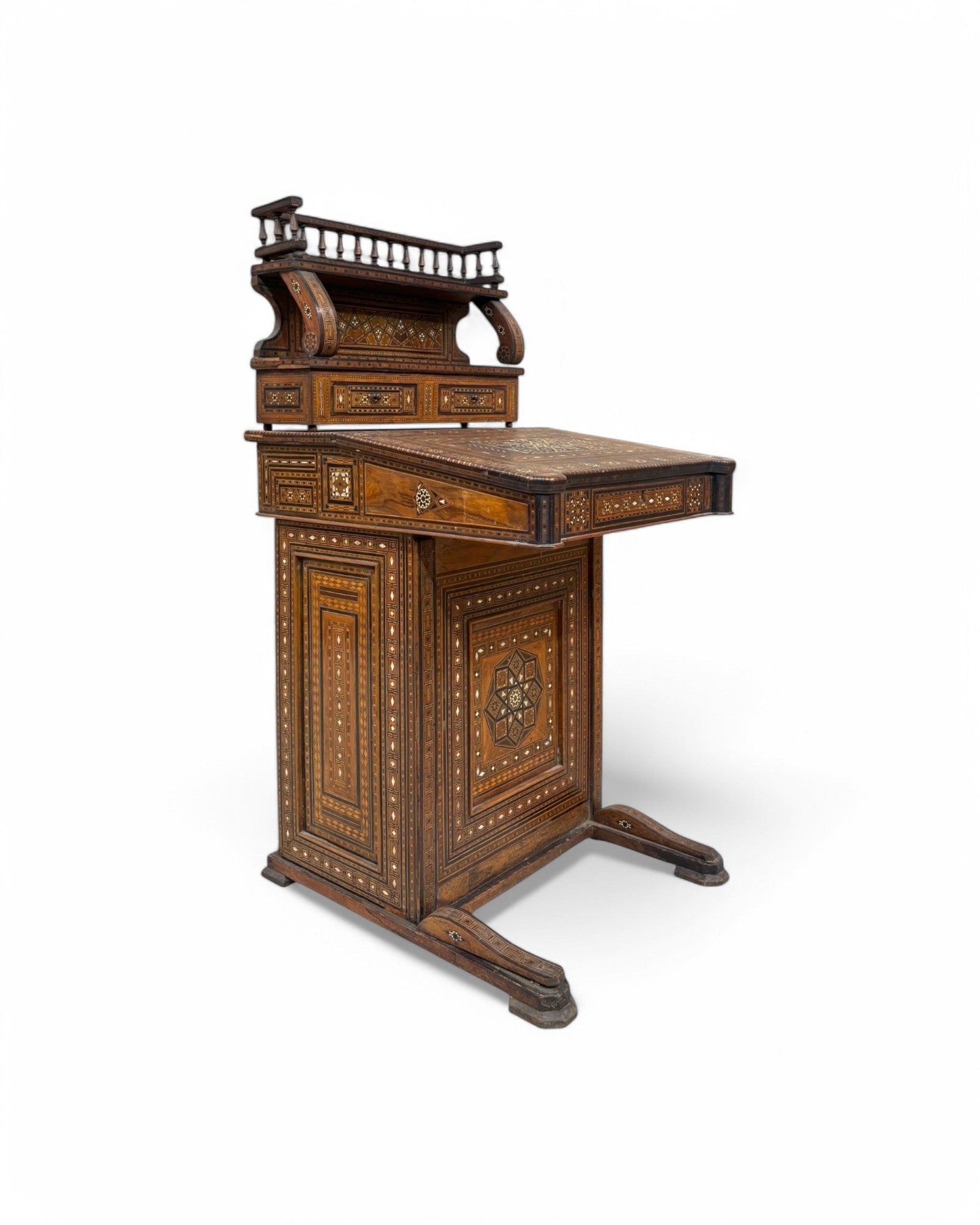 Moorish-Style Colonial Davenport Writing Desk