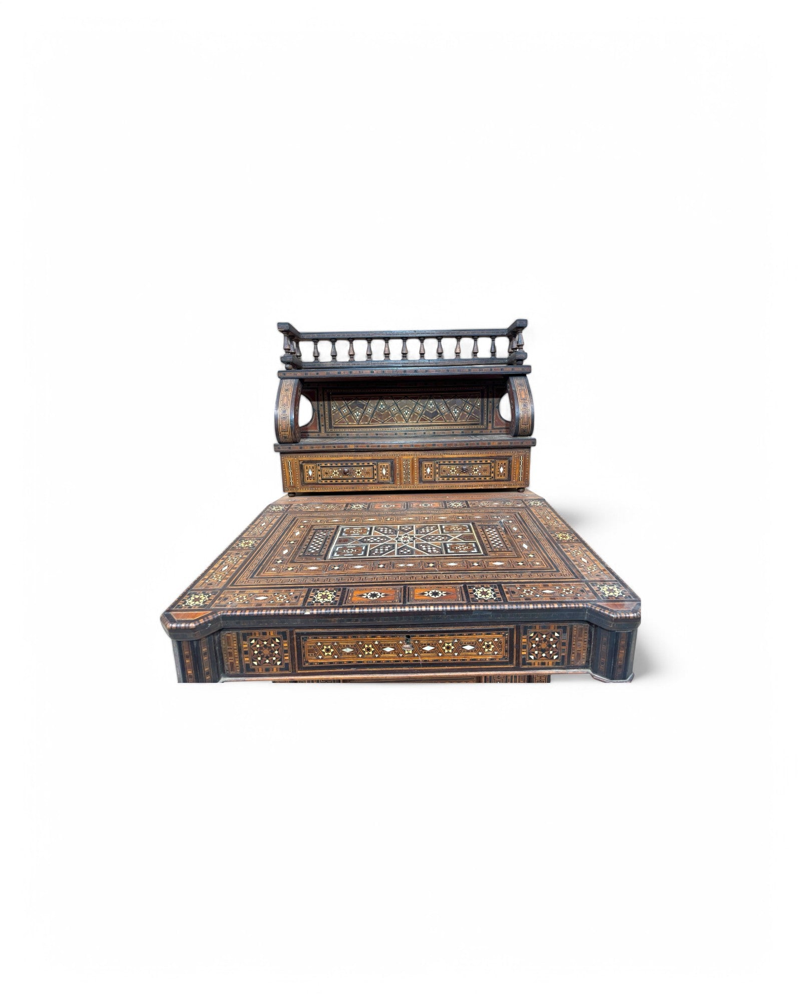 Moorish-Style Colonial Davenport Writing Desk
