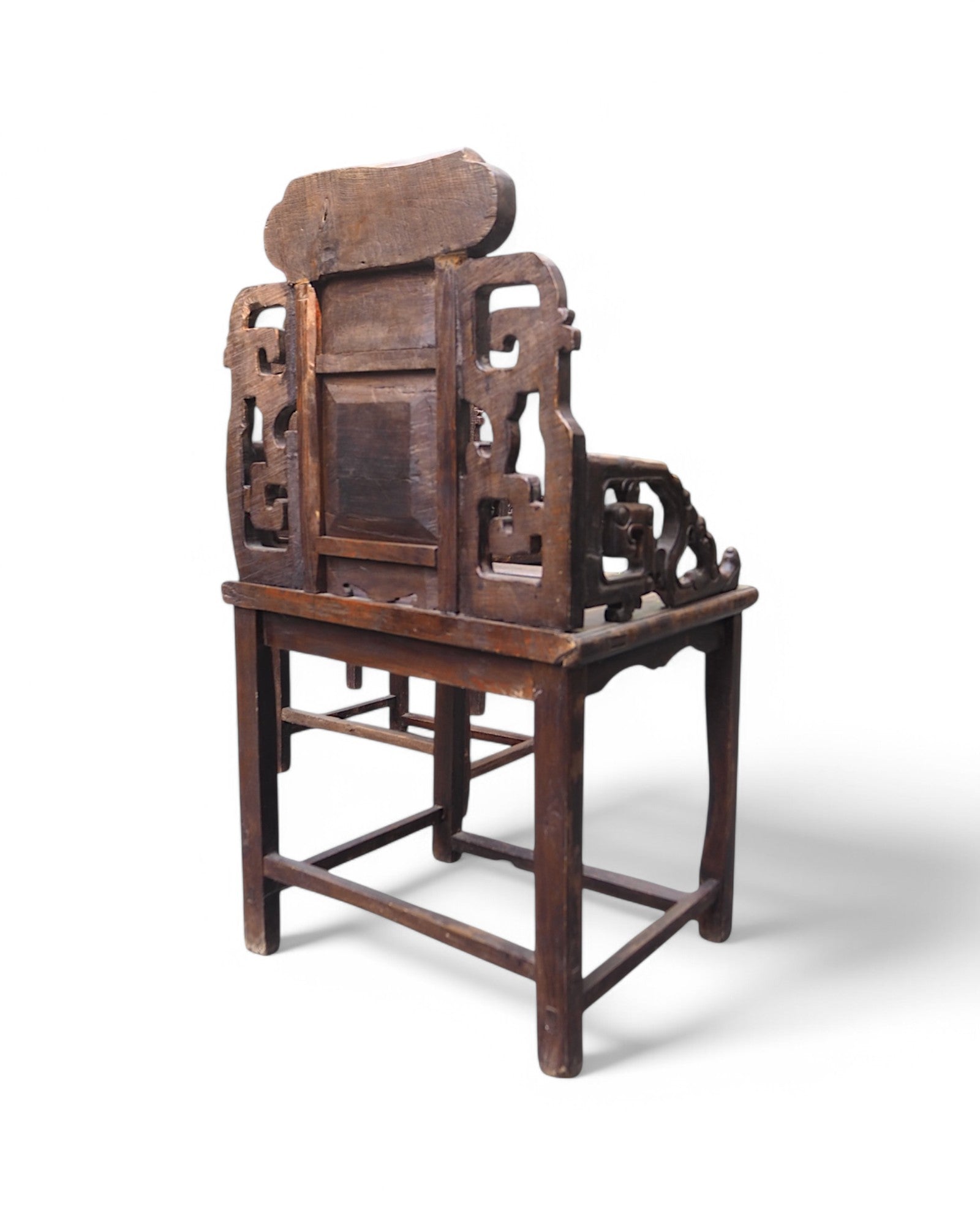 Antique Late Qing Cedar Daily Life Scenic Dining Armchairs - Set of 8