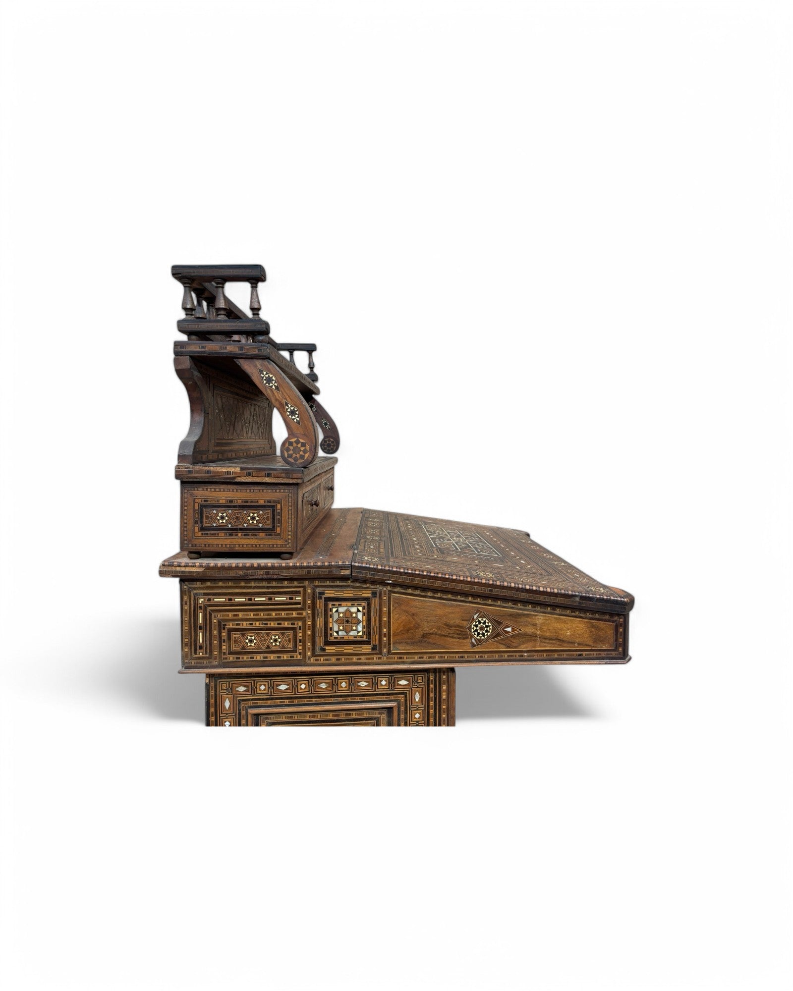 Moorish-Style Colonial Davenport Writing Desk