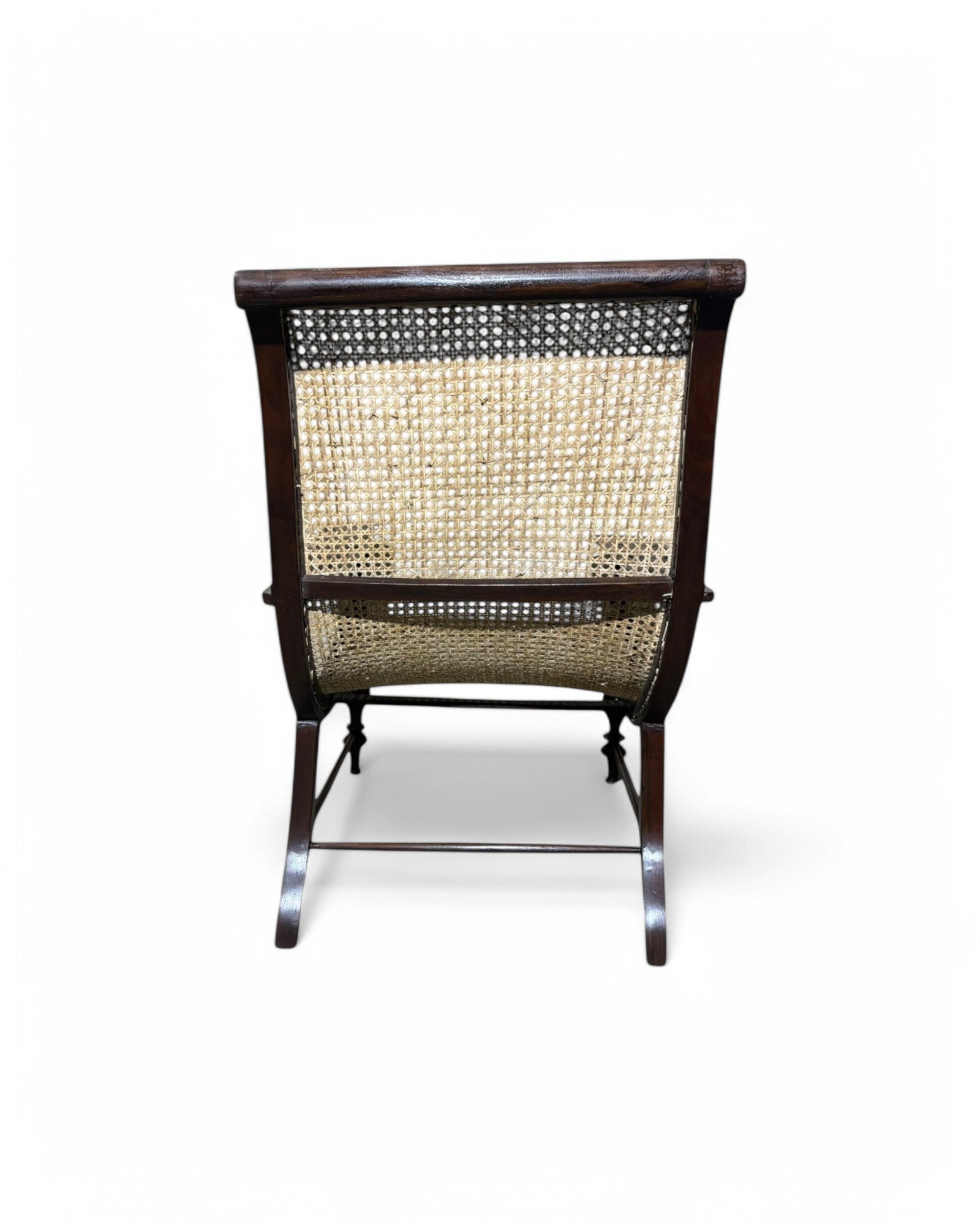 Plantation Paddle Armed Rosewood Rattan Lounge Chair
