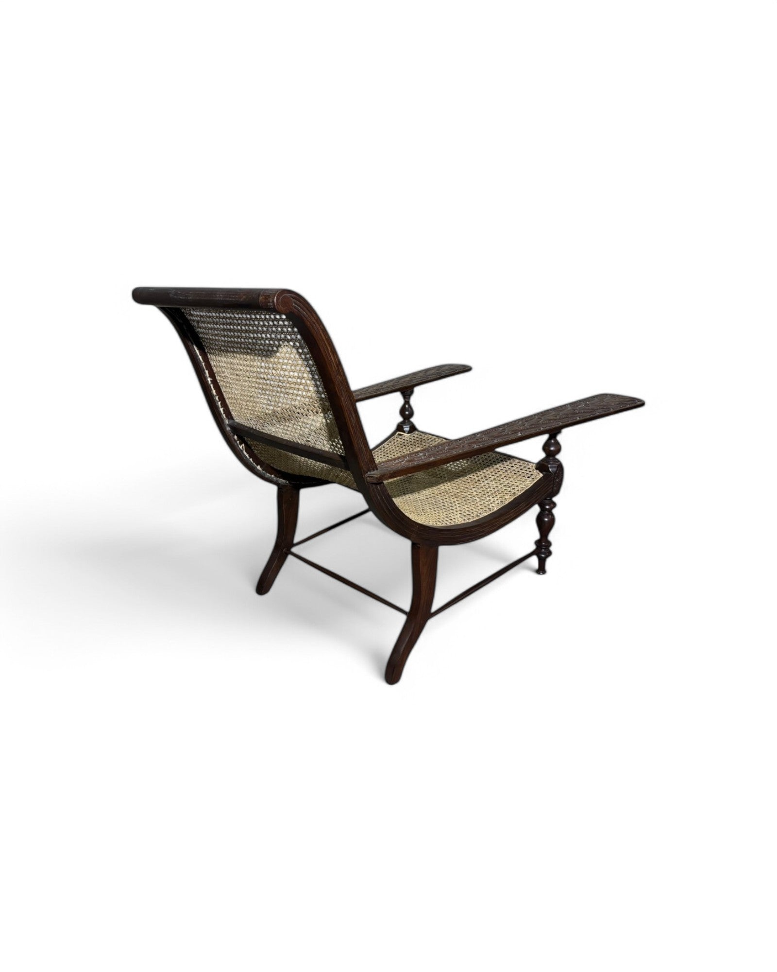 Plantation Paddle Armed Rosewood Rattan Lounge Chair