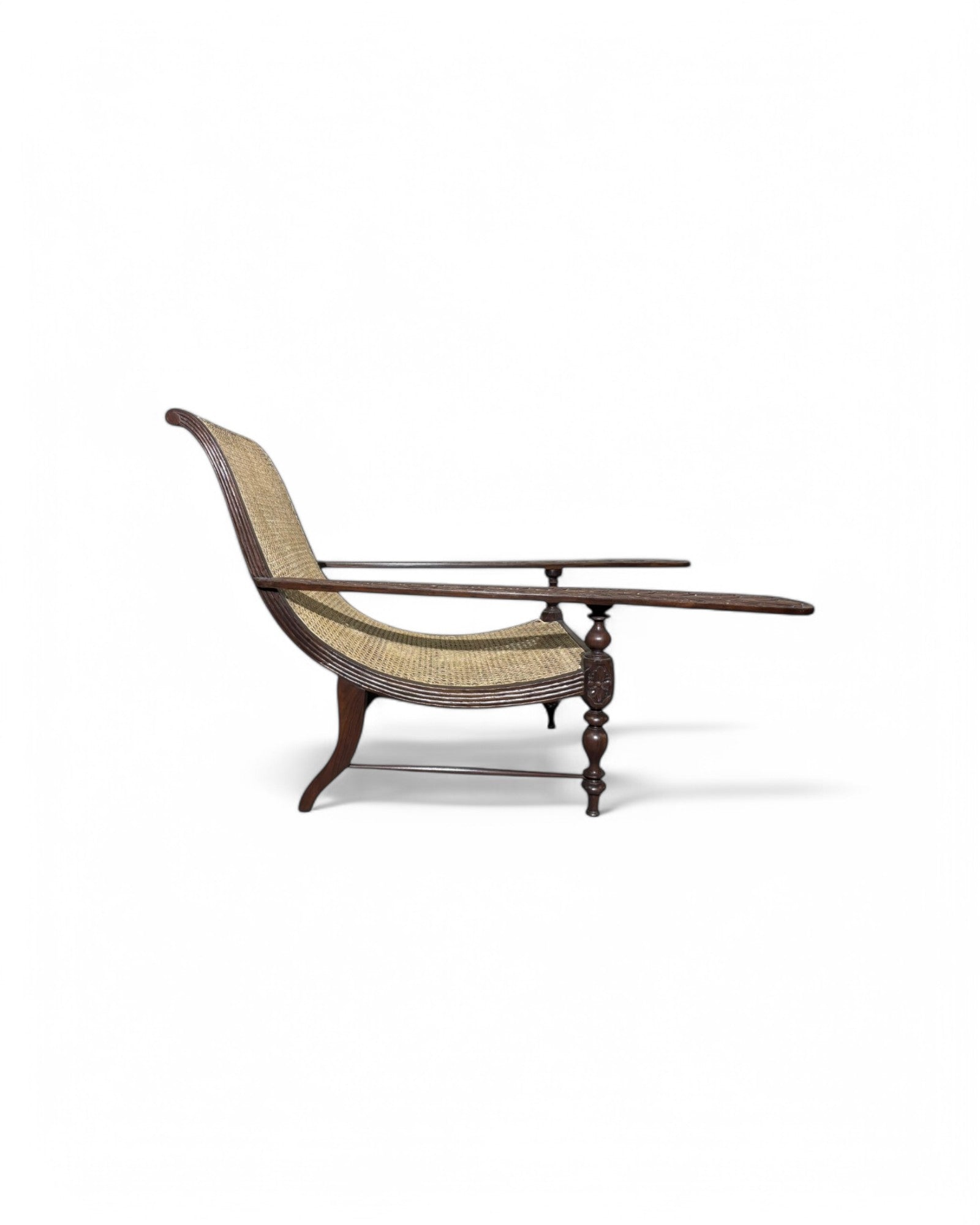 Plantation Paddle Armed Rosewood Rattan Lounge Chair