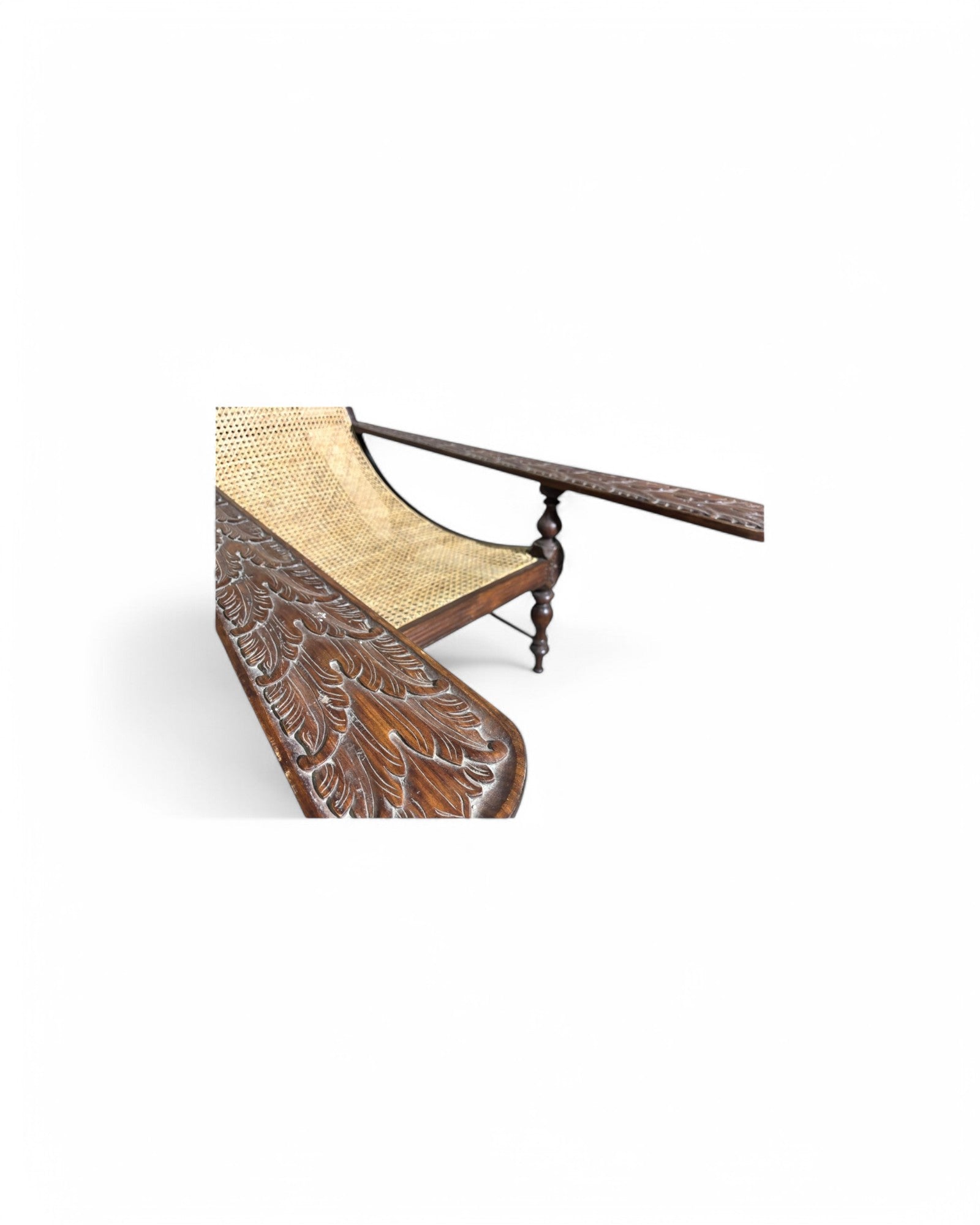 Plantation Paddle Armed Rosewood Rattan Lounge Chair