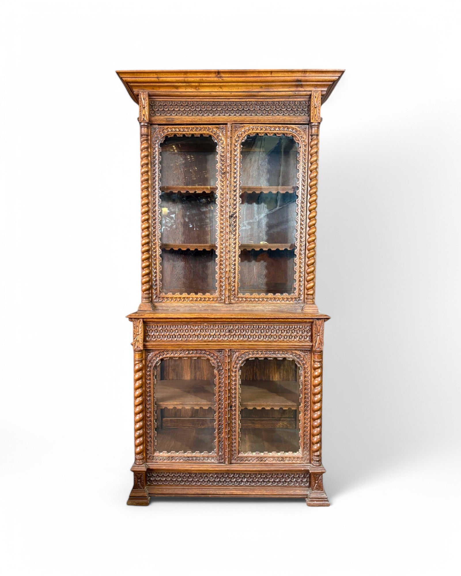 Black Forest German Antique Carved Book Case Cabinet