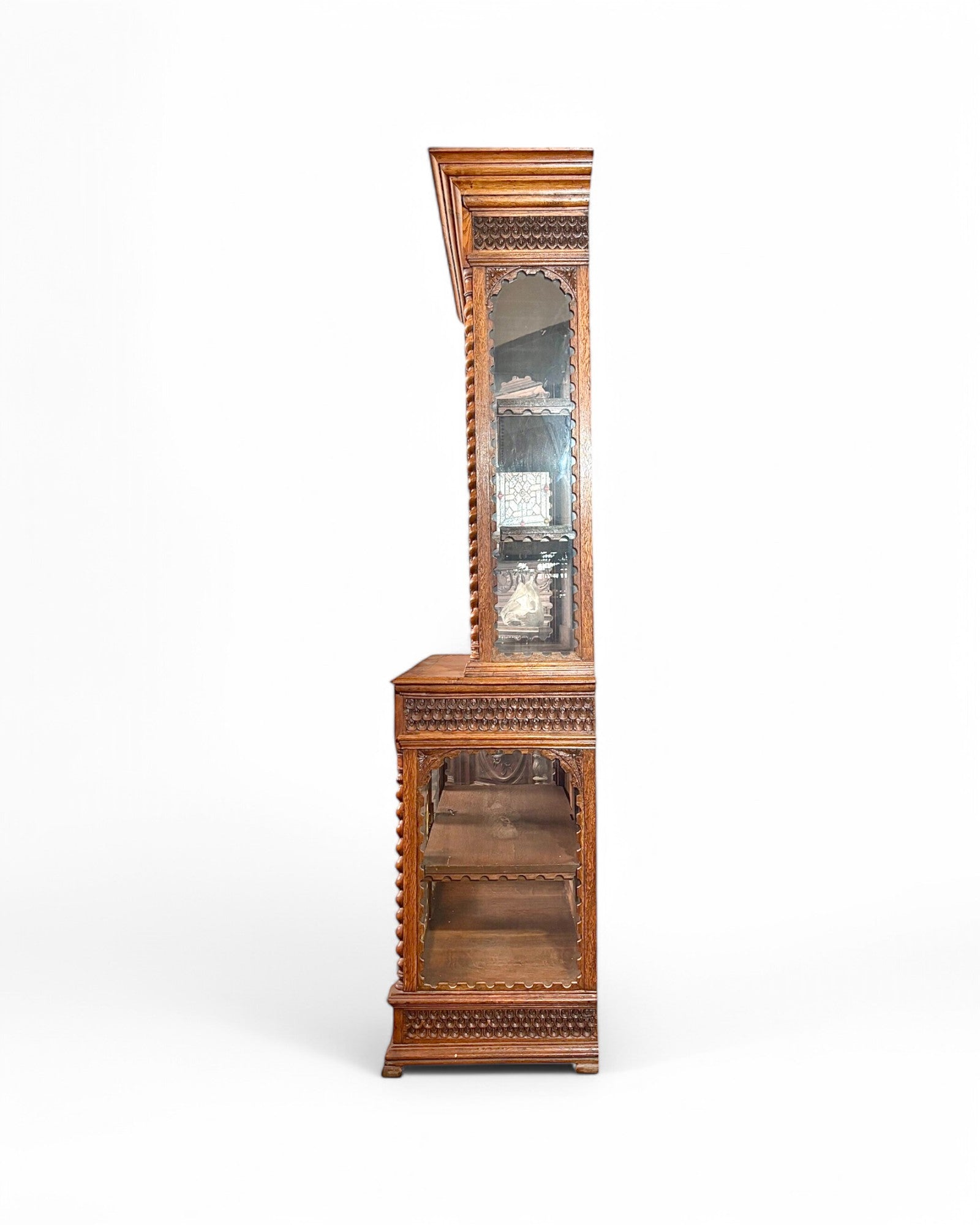 Black Forest German Antique Carved Book Case Cabinet