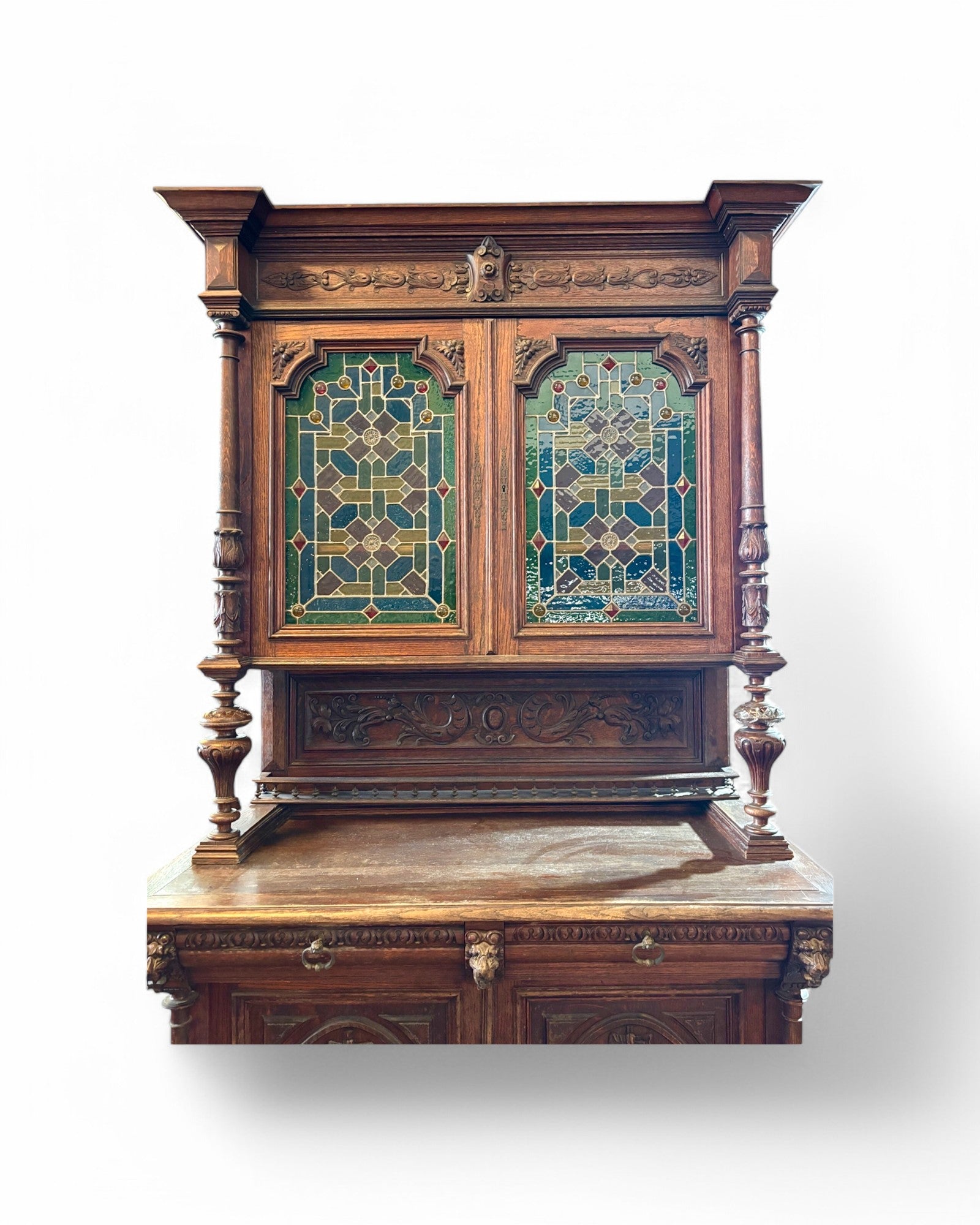 Rare French Edwardian Antique Coloured Glass Accent