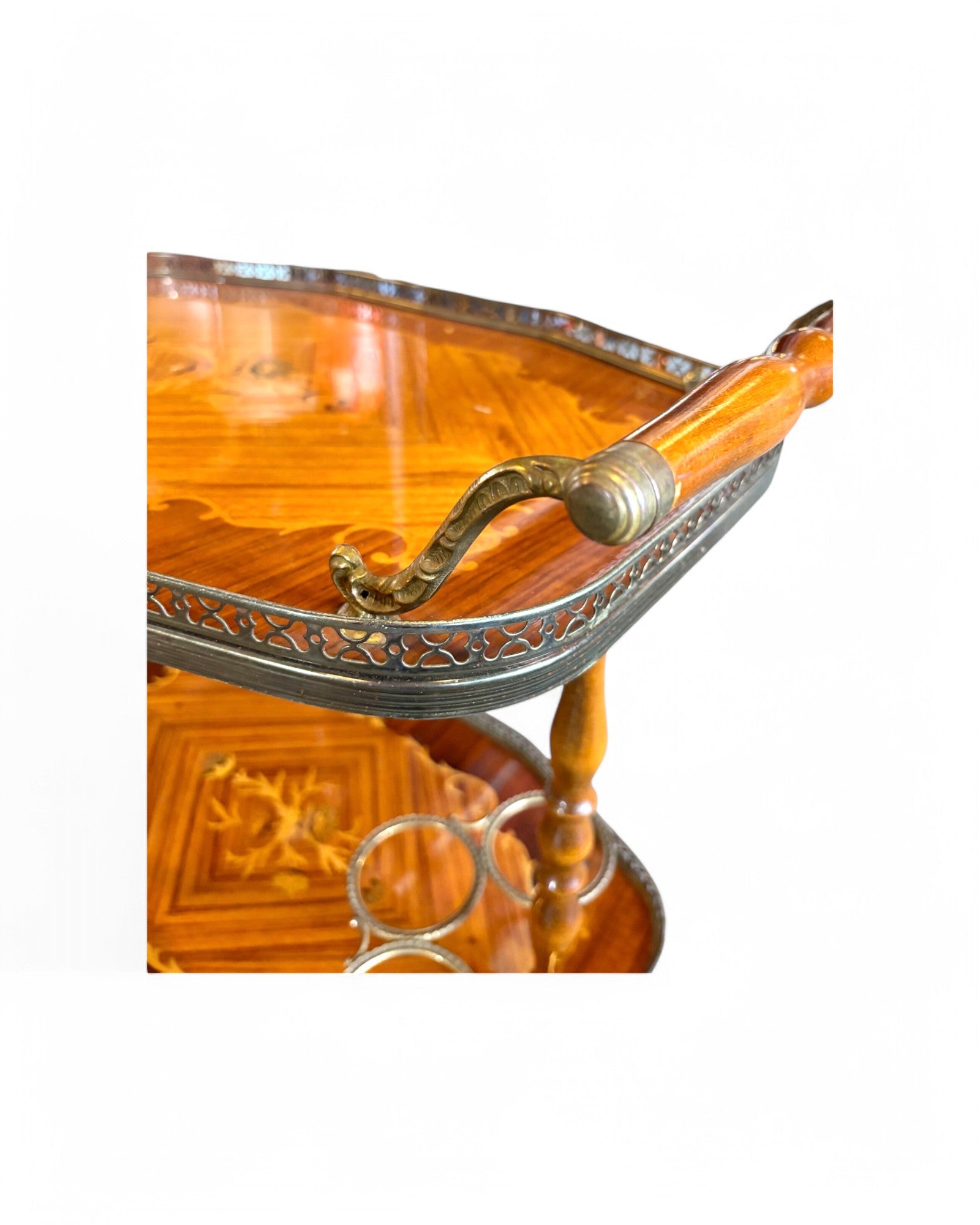 1950s Italian Vintage Trolley Hollywood Regency Inlaid Bar Cart