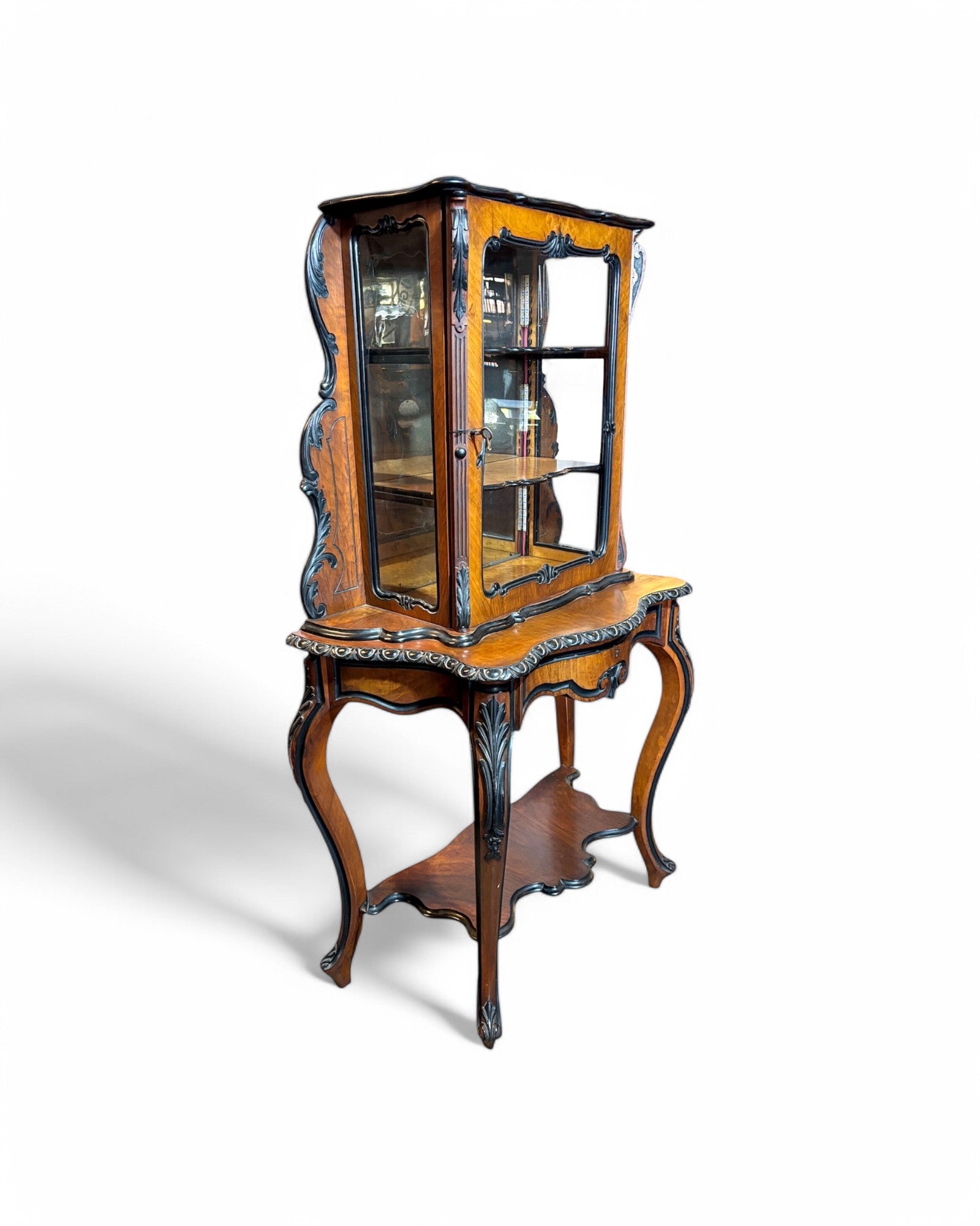 Victorian Burr Walnut Bonheur De Jour Writing Desk