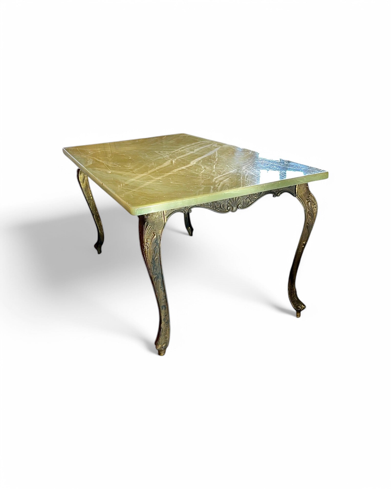 1950s French Renaissance Emerald Marble Coffee Table