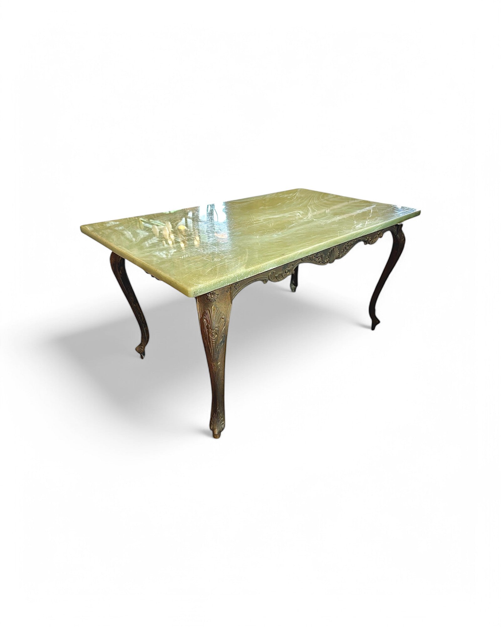 1950s French Renaissance Emerald Marble Coffee Table