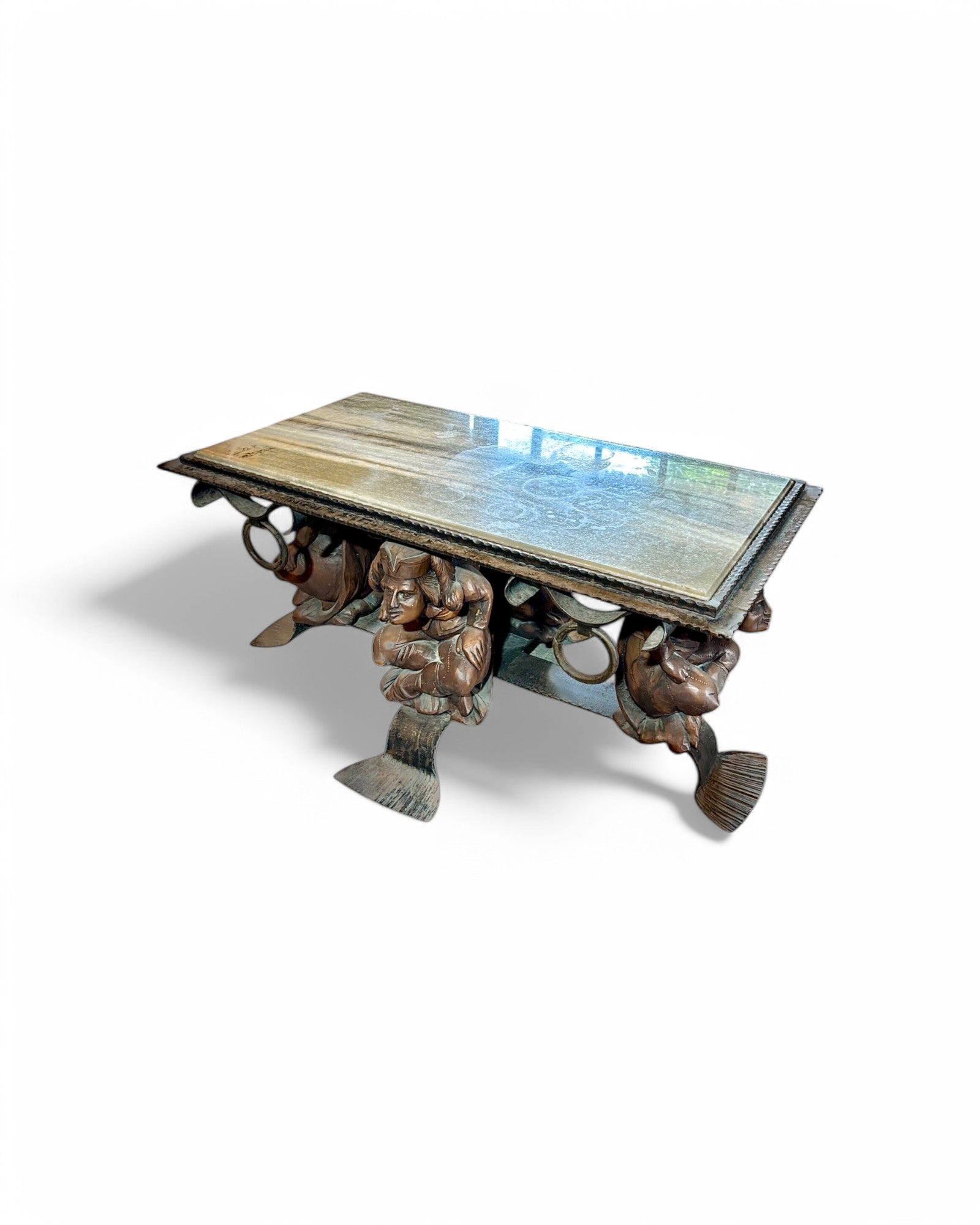 Jean-Maurice Rothschild Coffee Table, Circa 1950, Pine Marble Top