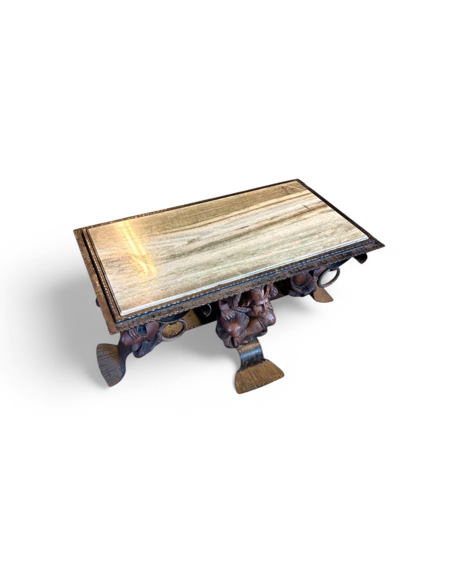 Jean-Maurice Rothschild Coffee Table, Circa 1950, Pine Marble Top