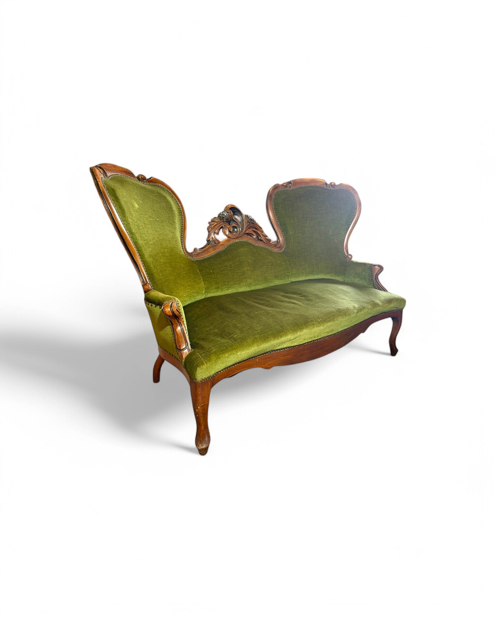 Antique Victorian Emerald Green Upholstered Chaise Longue