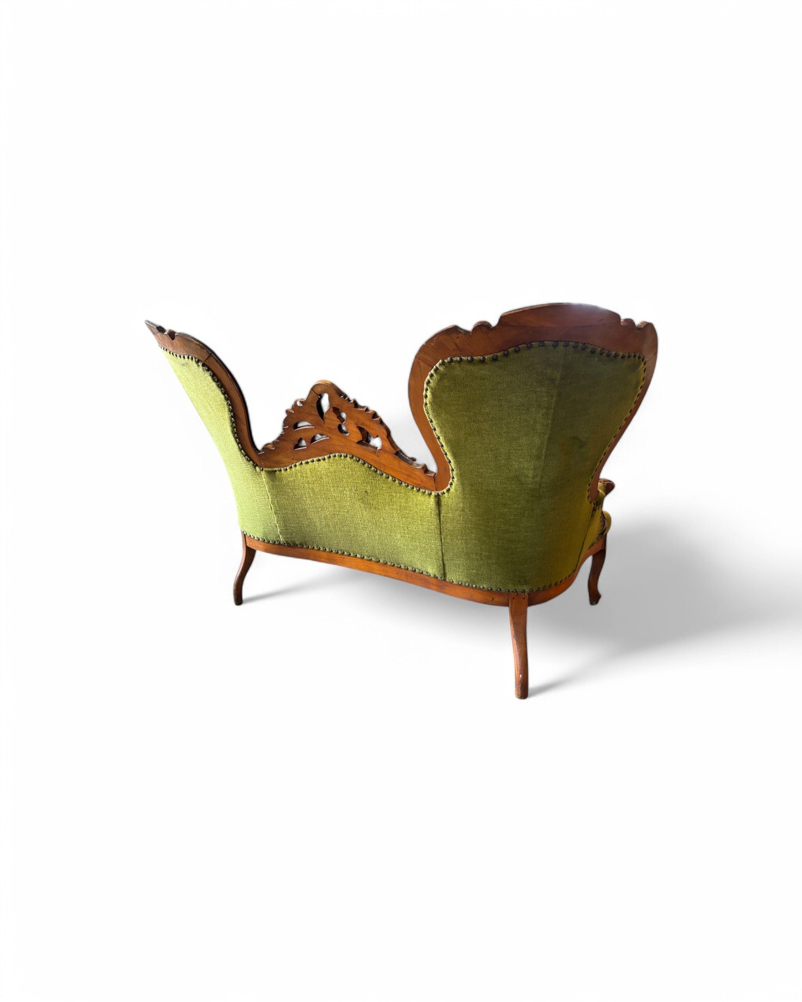 Antique Victorian Emerald Green Upholstered Chaise Longue