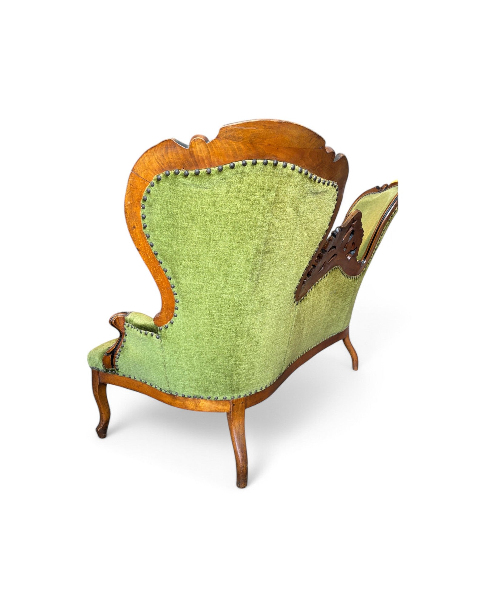 Antique Victorian Emerald Green Upholstered Chaise Longue