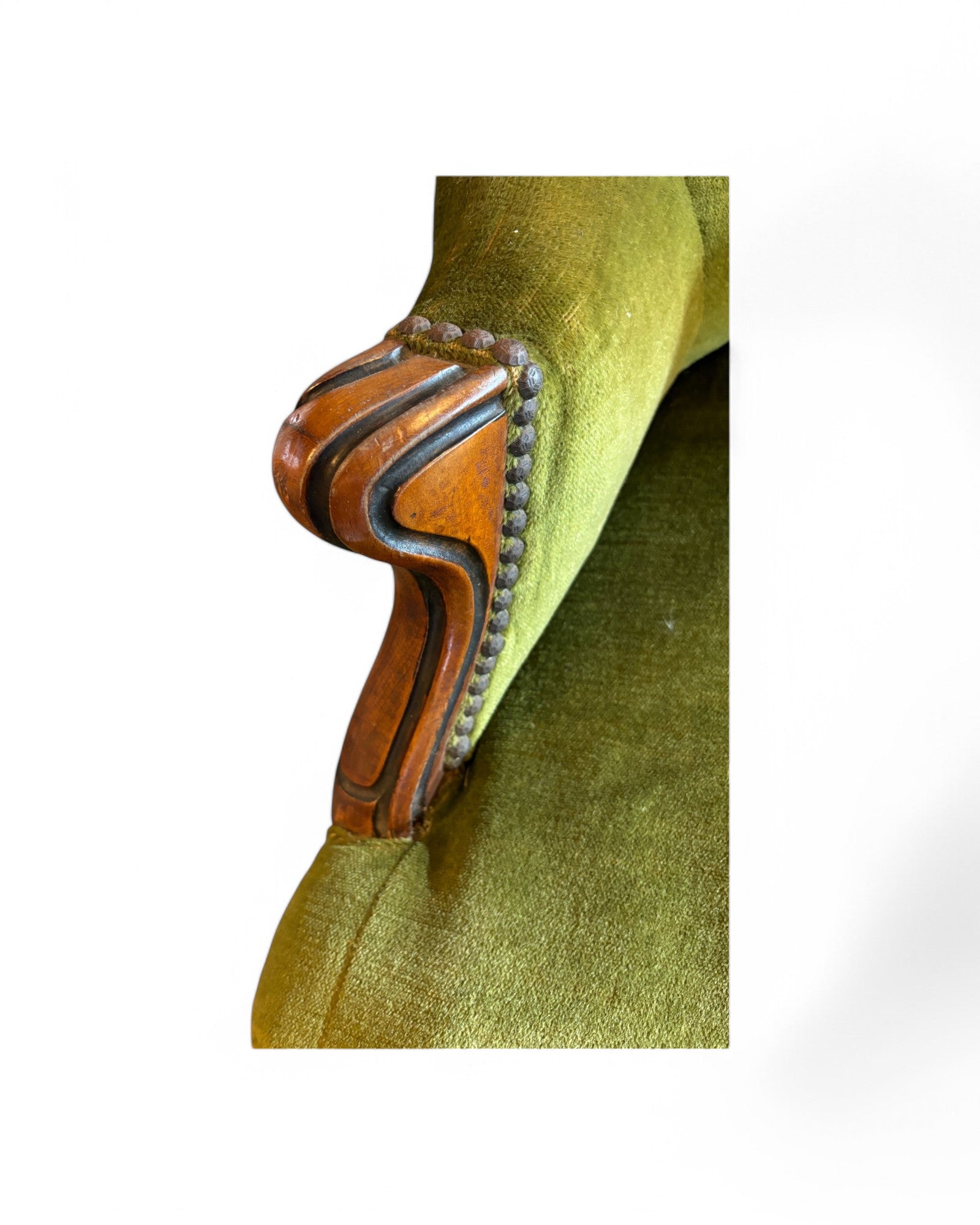 Antique Victorian Emerald Green Upholstered Chaise Longue