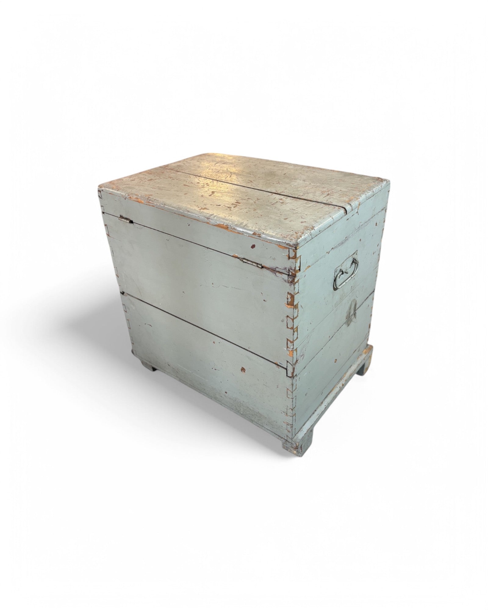 Grey Distressed Antique Wooden War Chest