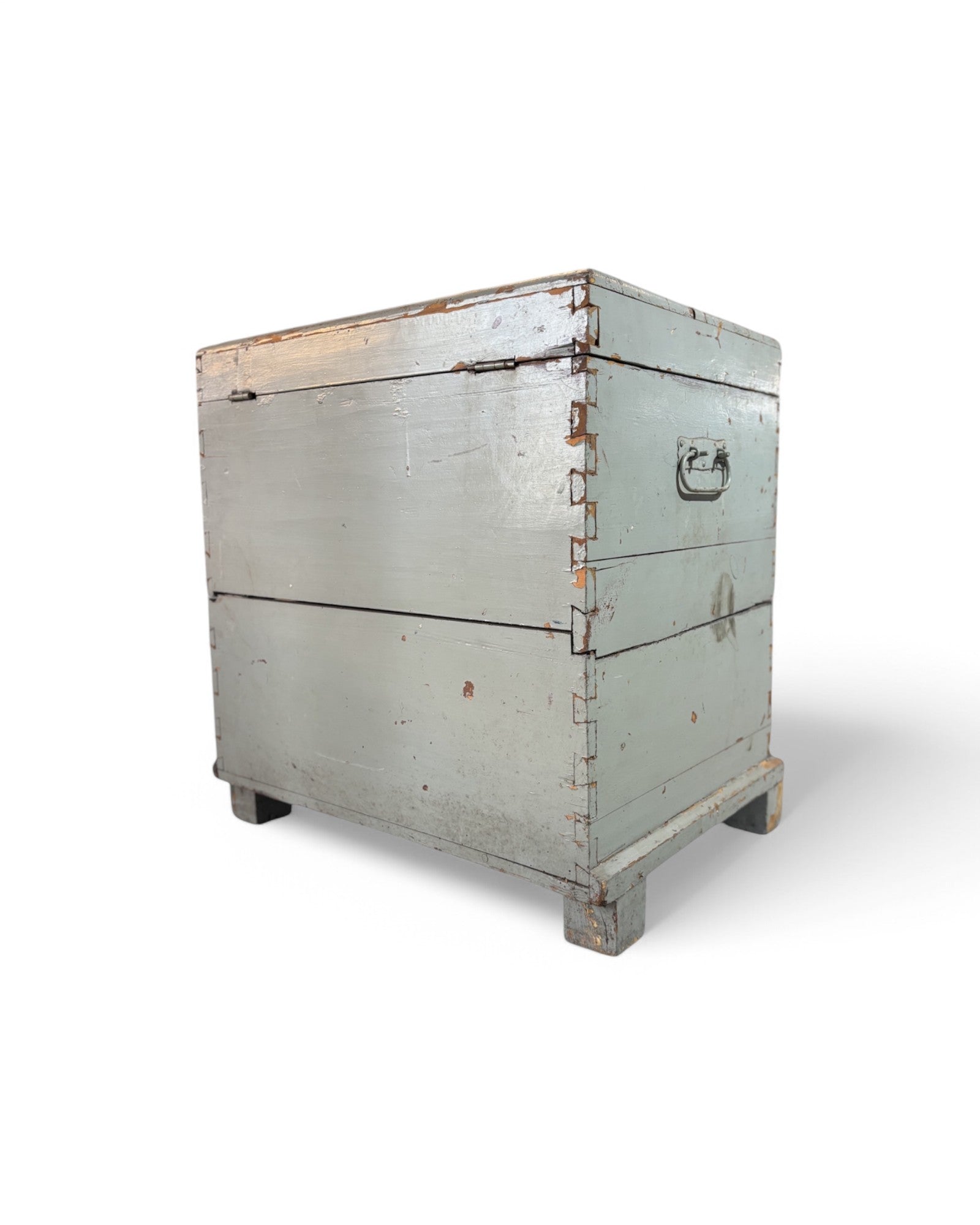 Grey Distressed Antique Wooden War Chest