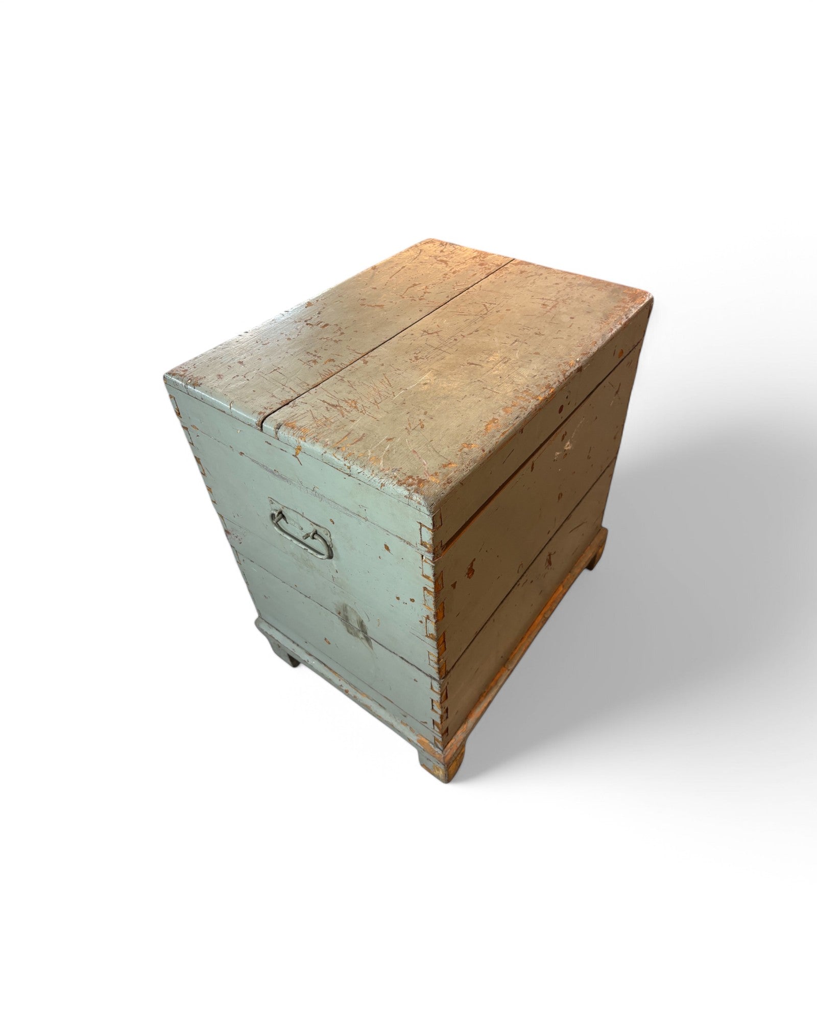 Grey Distressed Antique Wooden War Chest