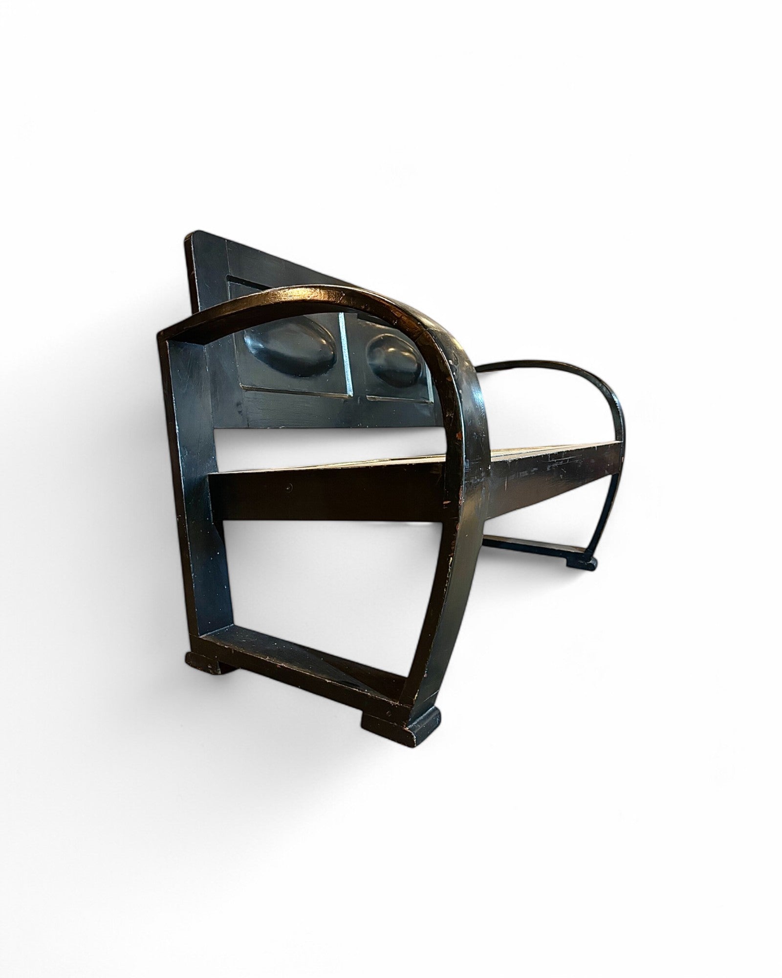 Sino Chine Burnt Black Wooden Bench